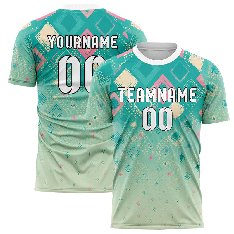 Petrol lebendiges Rauten radialer Center Fade Design 01-0409 individuelles Fußballtrikot main