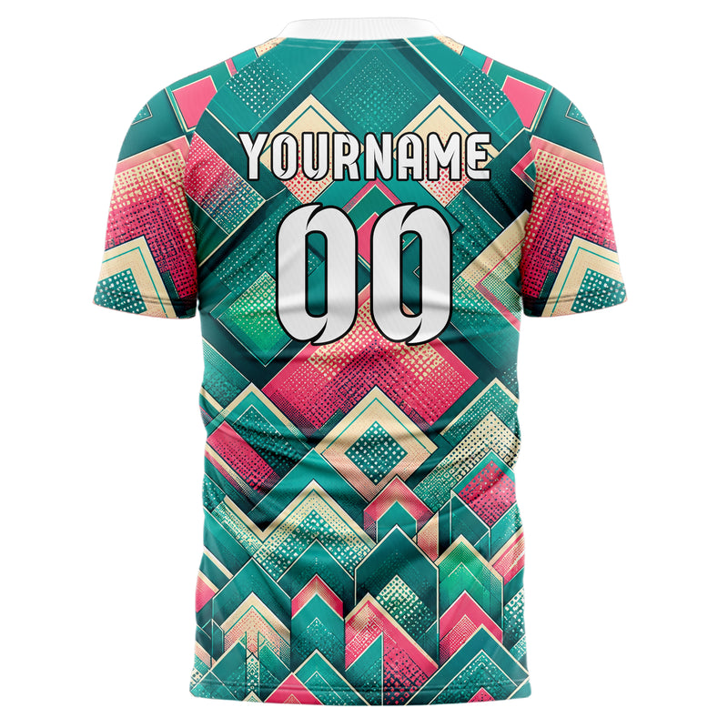 Petrol lebendiges Rauten Layered 3D Rhombus Design 01-0139 individuelles Fußballtrikot back