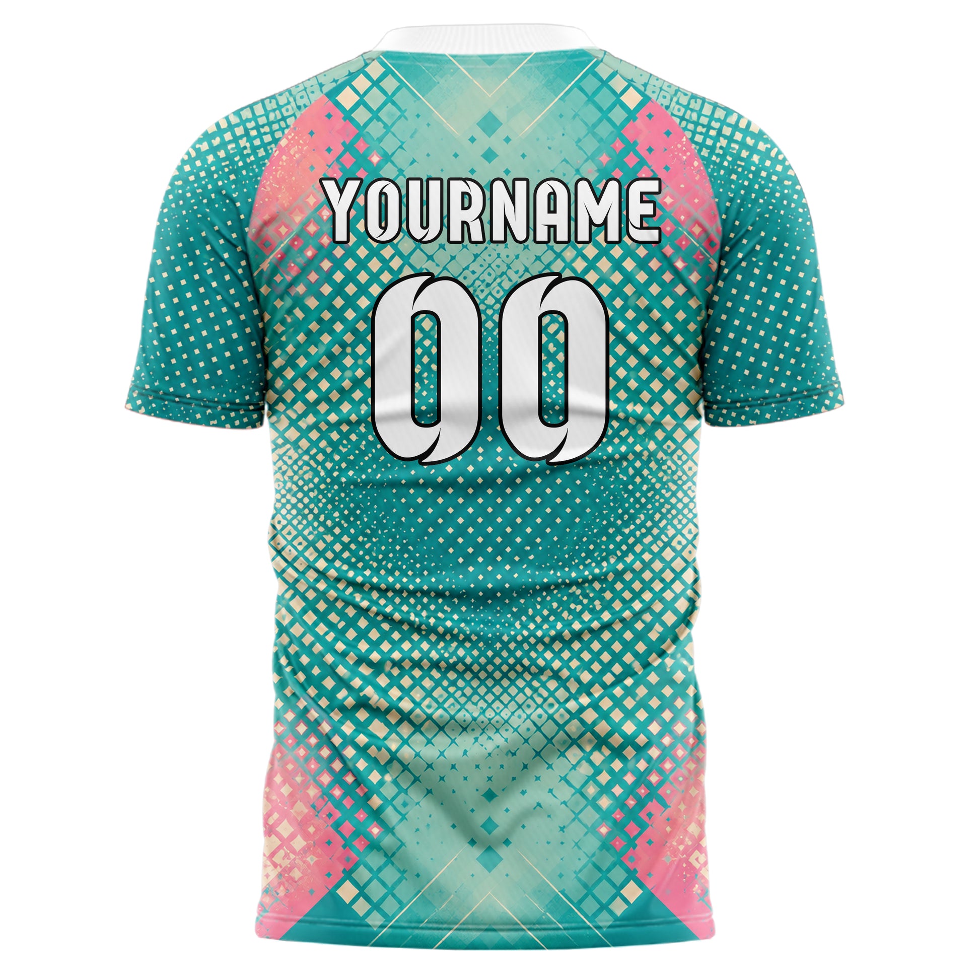 Petrol lebendiges Rauten Micro to Macro Gradient Design 01-0268 individuelles Fußballtrikot back