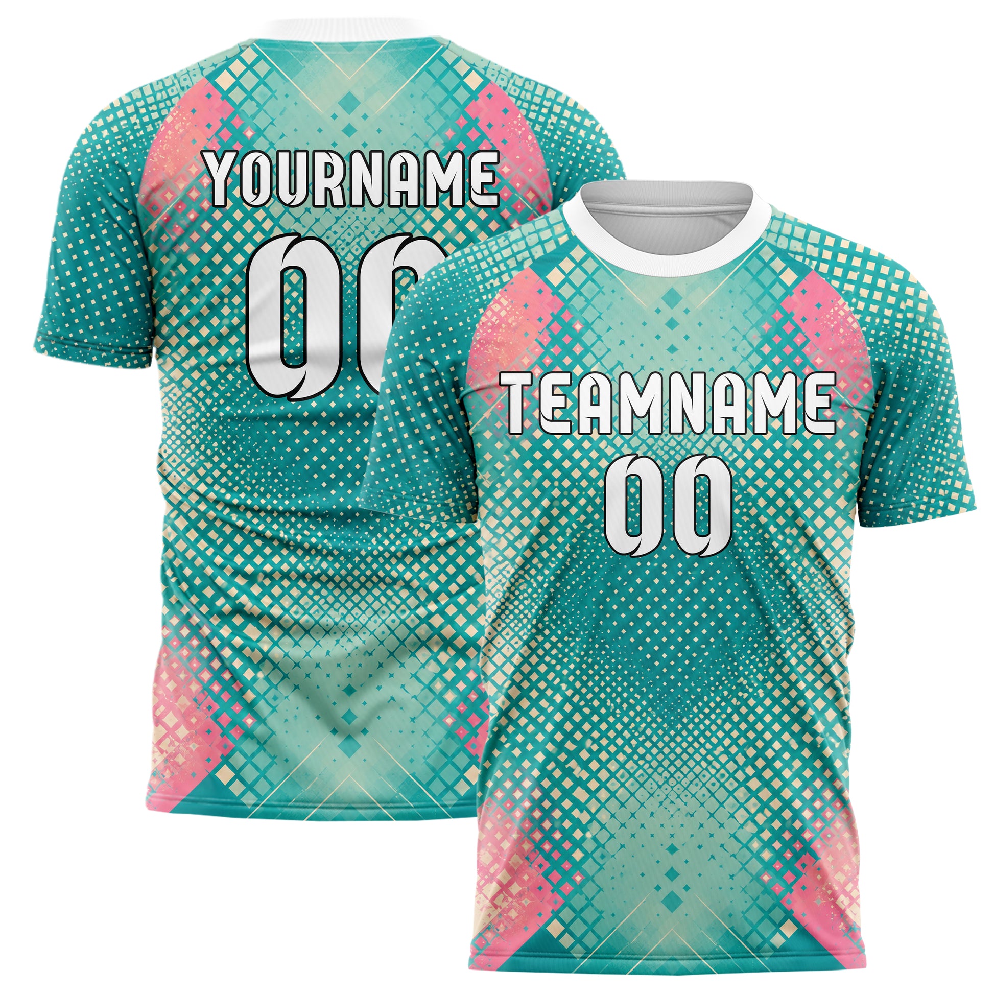 Petrol lebendiges Rauten Micro to Macro Gradient Design 01-0268 individuelles Fußballtrikot main