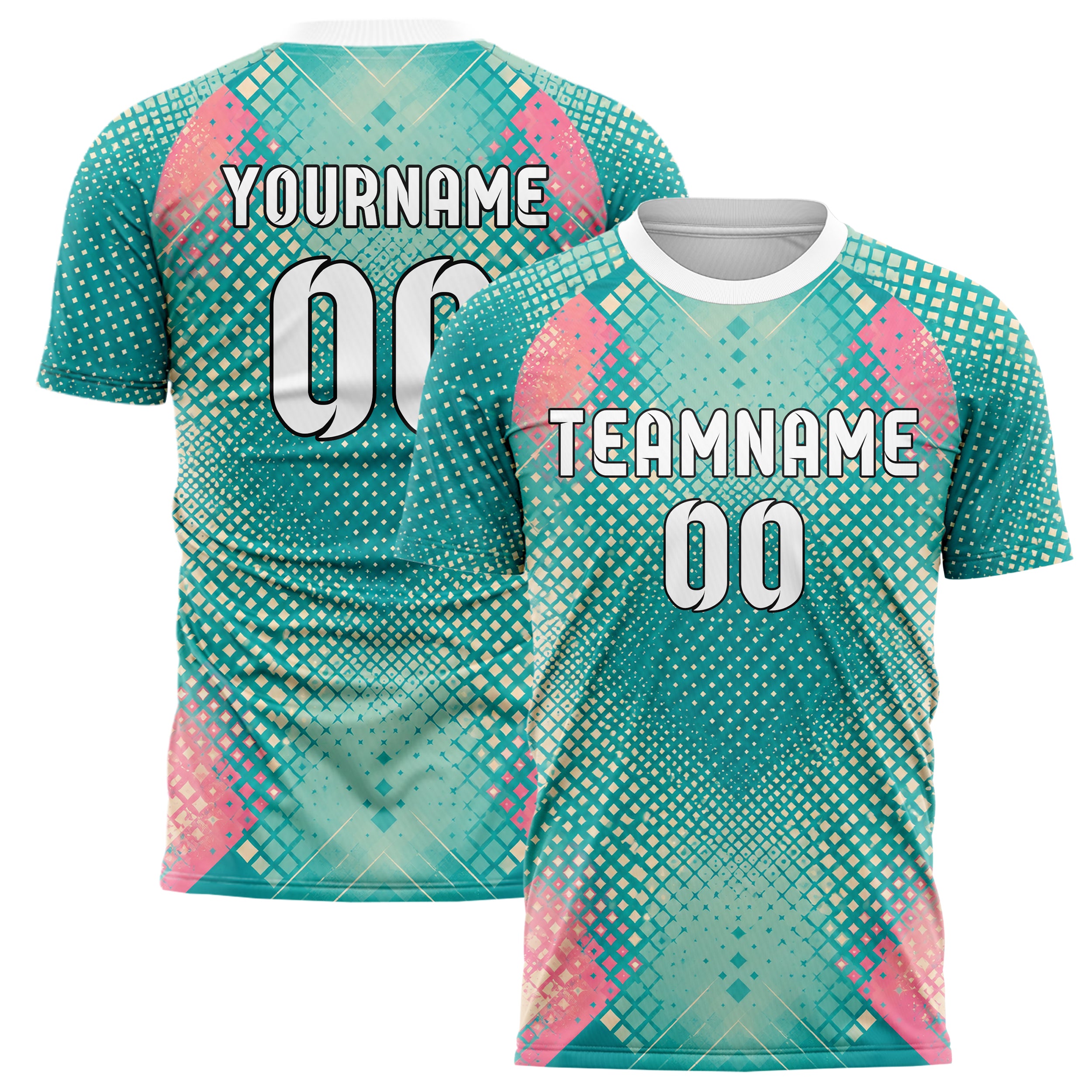 Petrol lebendiges Rauten Micro to Macro Gradient Design 01-0268 individuelles Fußballtrikot main