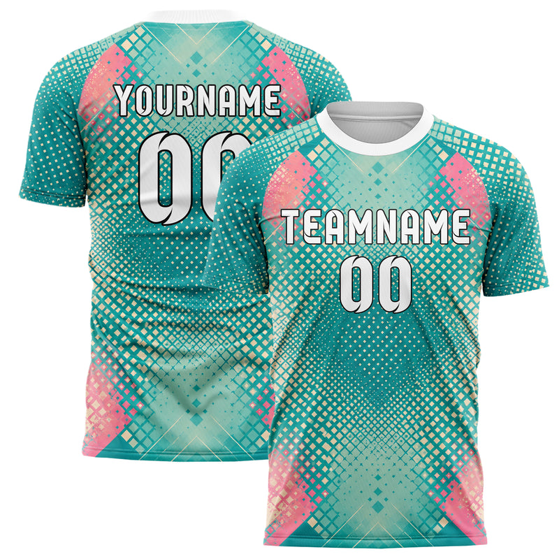 Petrol lebendiges Rauten Micro to Macro Gradient Design 01-0268 individuelles Fußballtrikot main