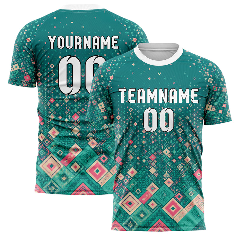Petrol lebendiges Rauten Micro to Macro Gradient Design 01-0364 individuelles Fußballtrikot main