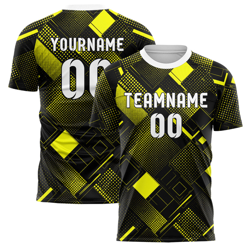 Schwarz neonfarbenes Rauten Square Grid Design 01-0397 individuelles Fußballtrikot main