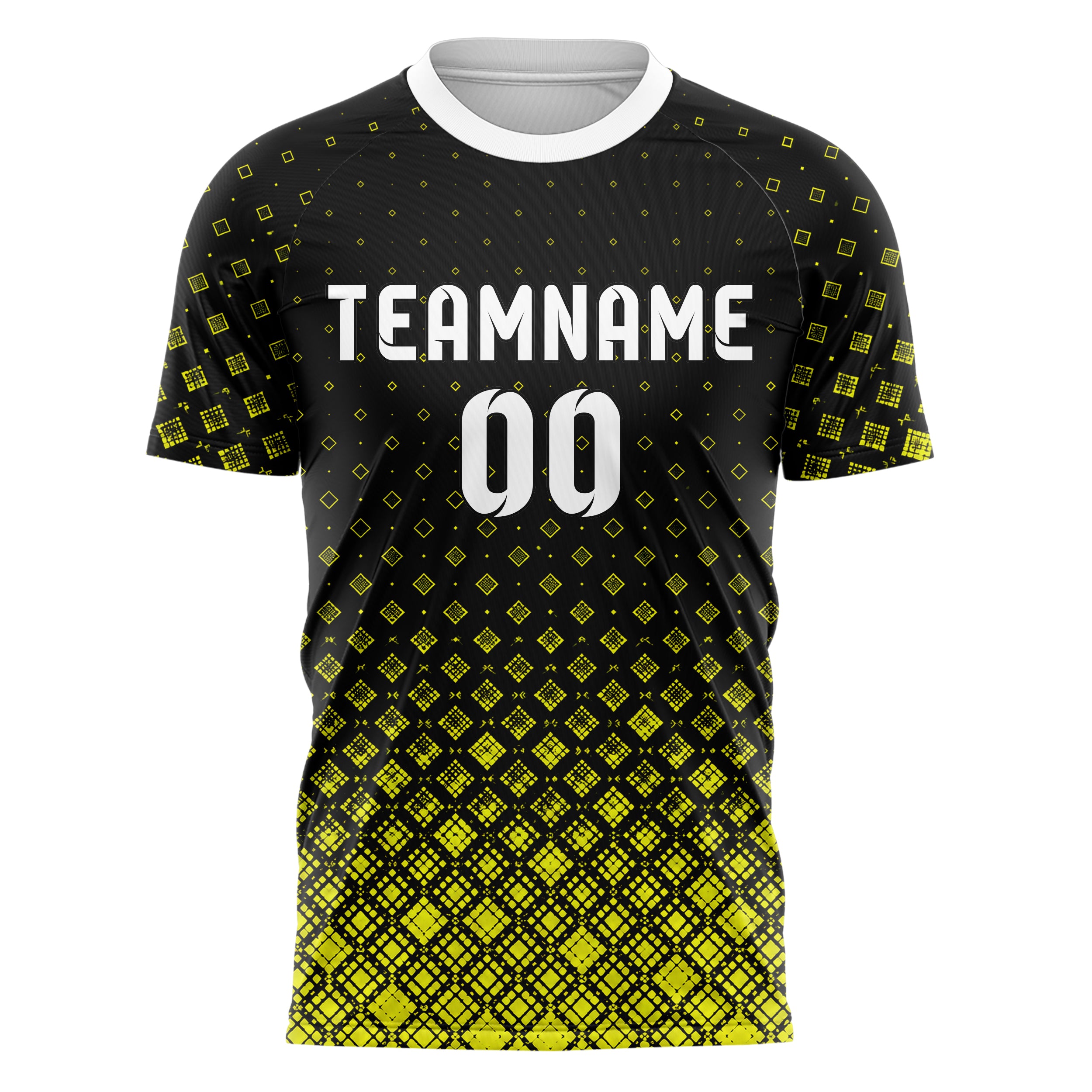 Schwarz neonfarbenes Rauten radialer Center Fade Design 01-0361 individuelles Fußballtrikot front