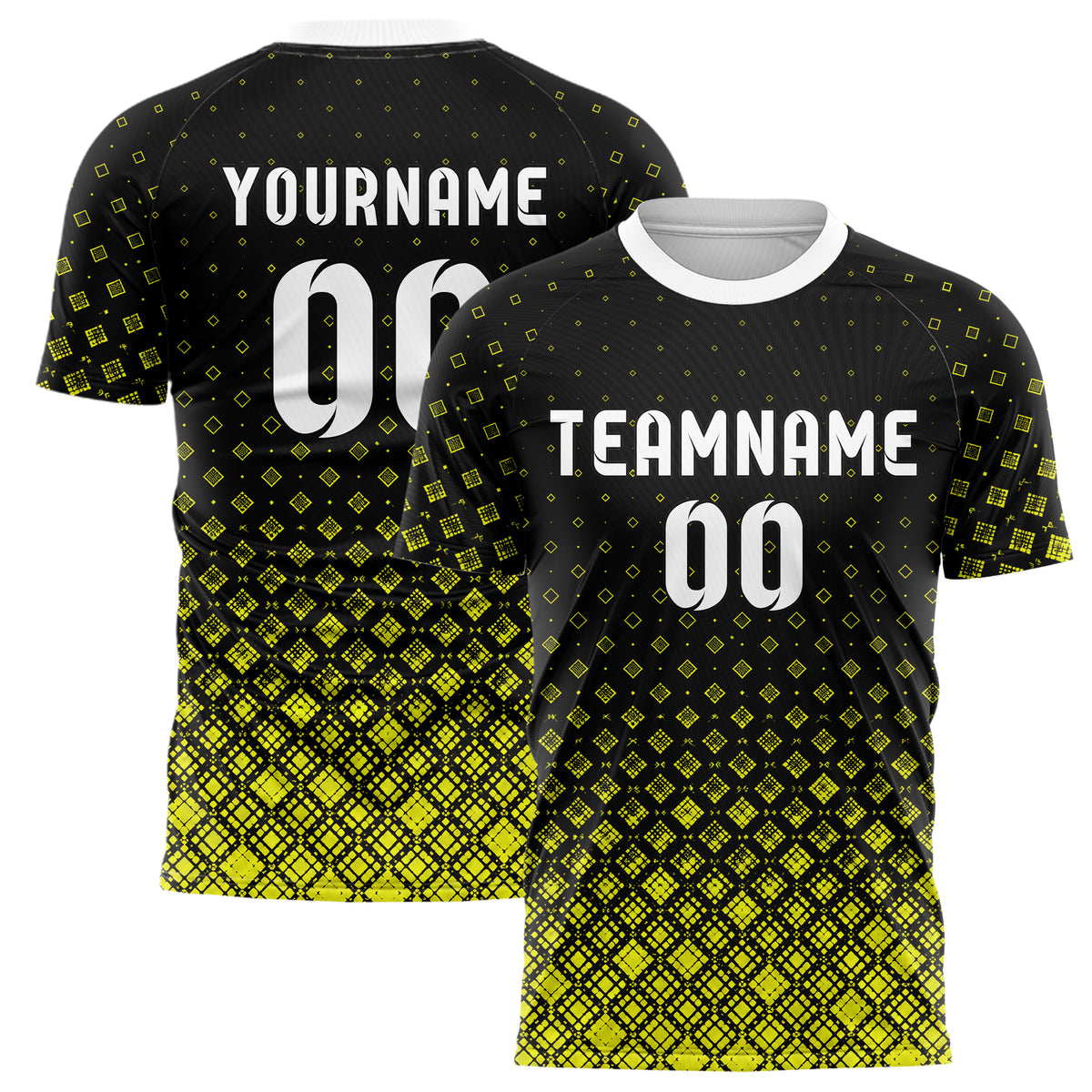 Schwarz neonfarbenes Rauten radialer Center Fade Design 01-0361 individuelles Fußballtrikot main