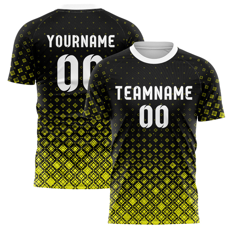 Schwarz neonfarbenes Rauten radialer Center Fade Design 01-0361 individuelles Fußballtrikot main