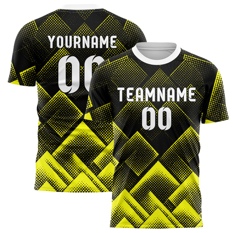 Schwarz neonfarbenes Rauten diagonale Tessellation Design 01-0058 individuelles Fußballtrikot main