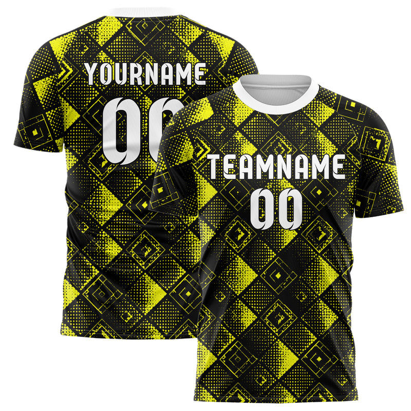 Schwarz neonfarbenes Rauten diagonale Tessellation Design 01-0082 individuelles Fußballtrikot main