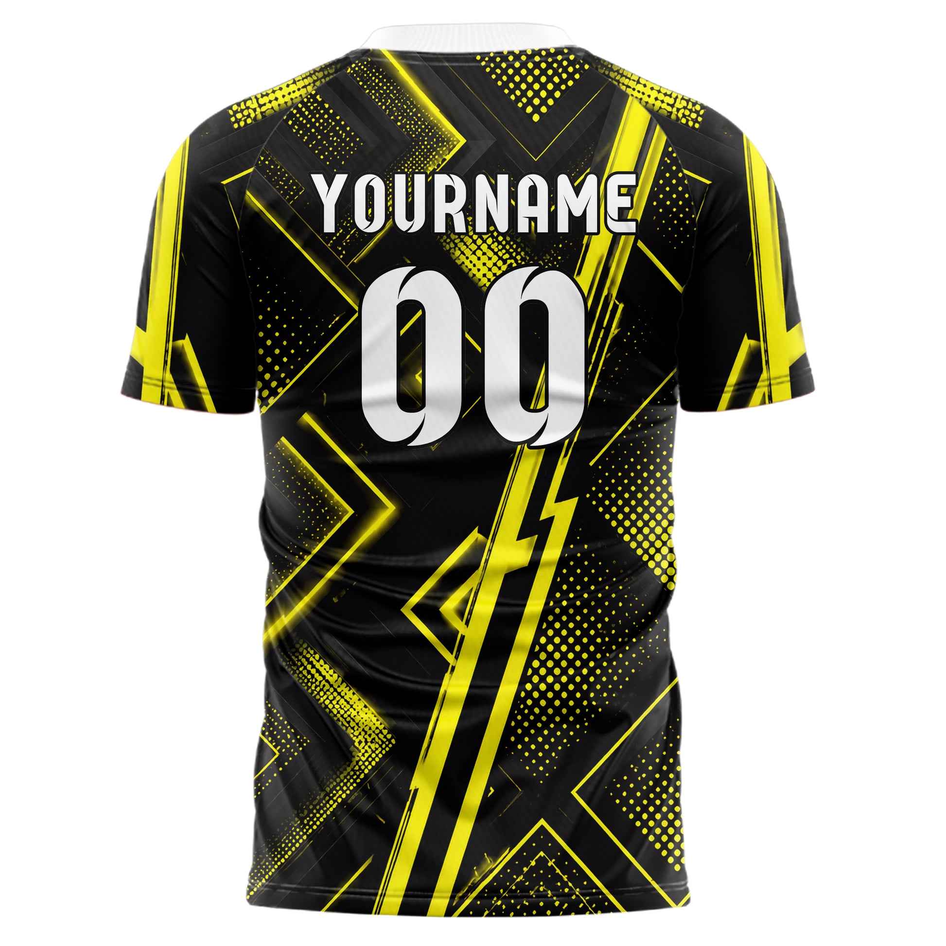 Schwarz neonfarbenes Rauten Layered 3D Rhombus Design 01-0427 individuelles Fußballtrikot back