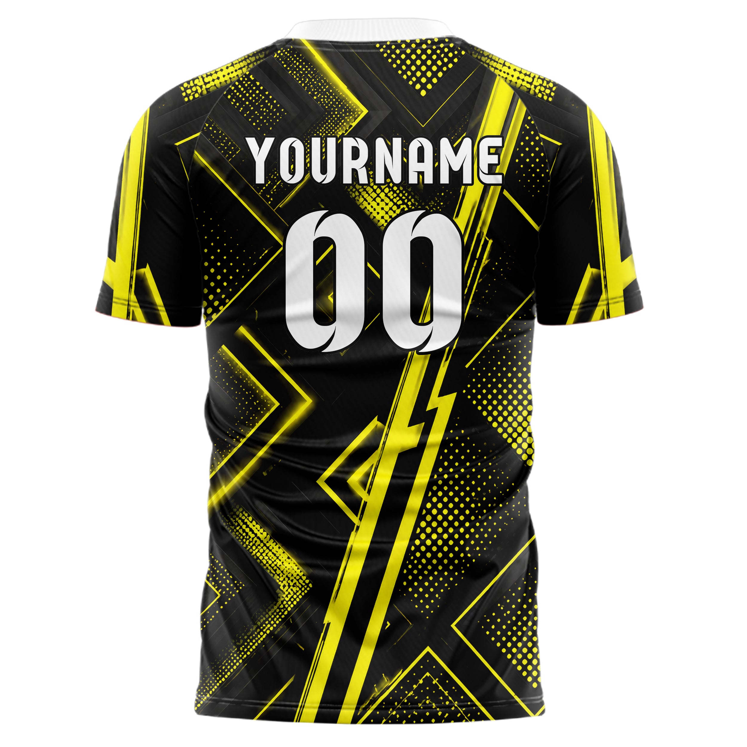 Schwarz neonfarbenes Rauten Layered 3D Rhombus Design 01-0427 individuelles Fußballtrikot back