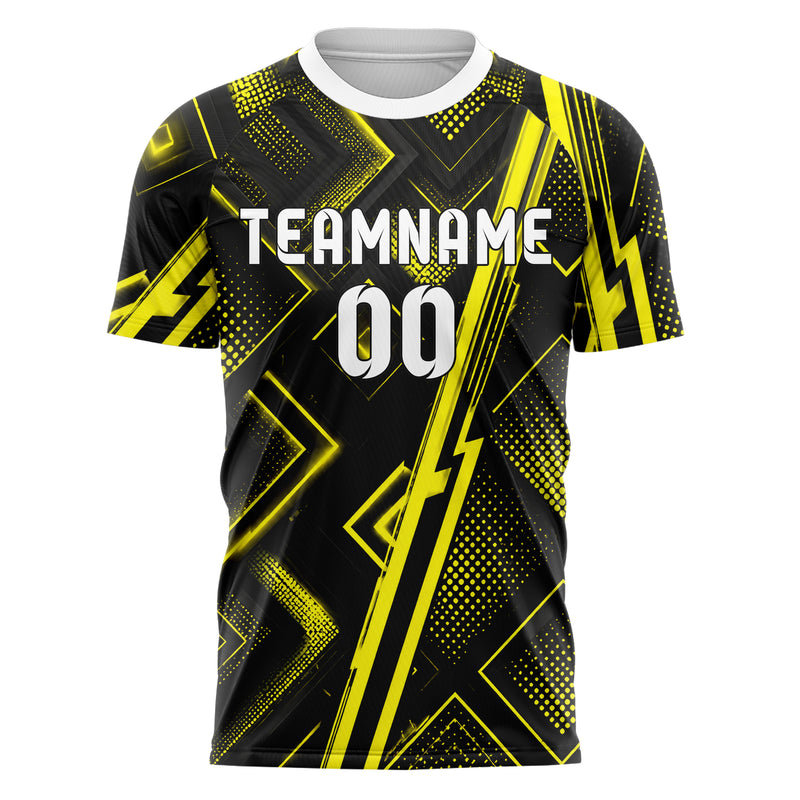 Schwarz neonfarbenes Rauten Layered 3D Rhombus Design 01-0427 individuelles Fußballtrikot front