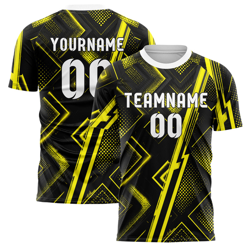 Schwarz neonfarbenes Rauten Layered 3D Rhombus Design 01-0427 individuelles Fußballtrikot main