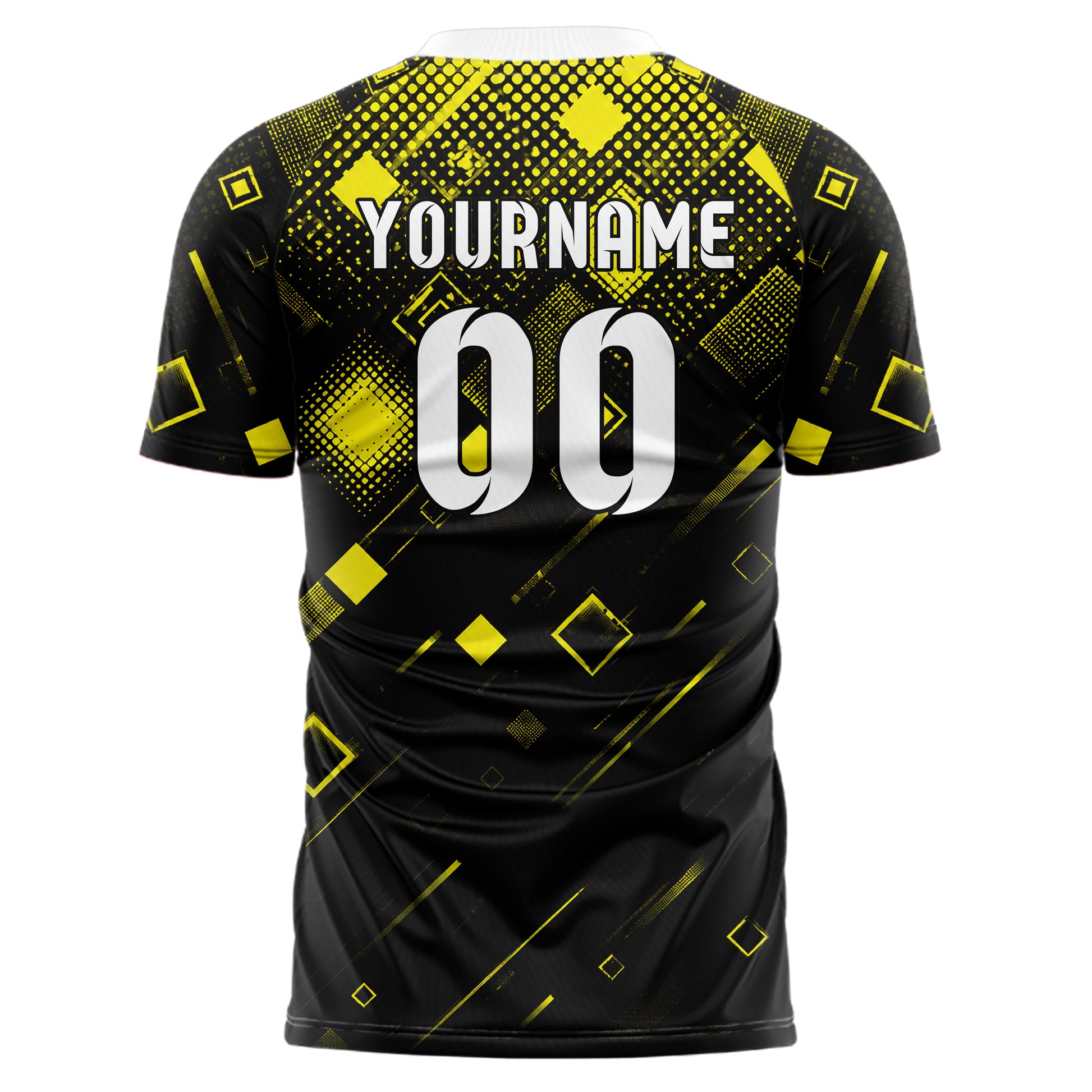 Schwarz neonfarbenes Rauten dichter Verlauf von oben Design 01-0472 individuelles Fußballtrikot back