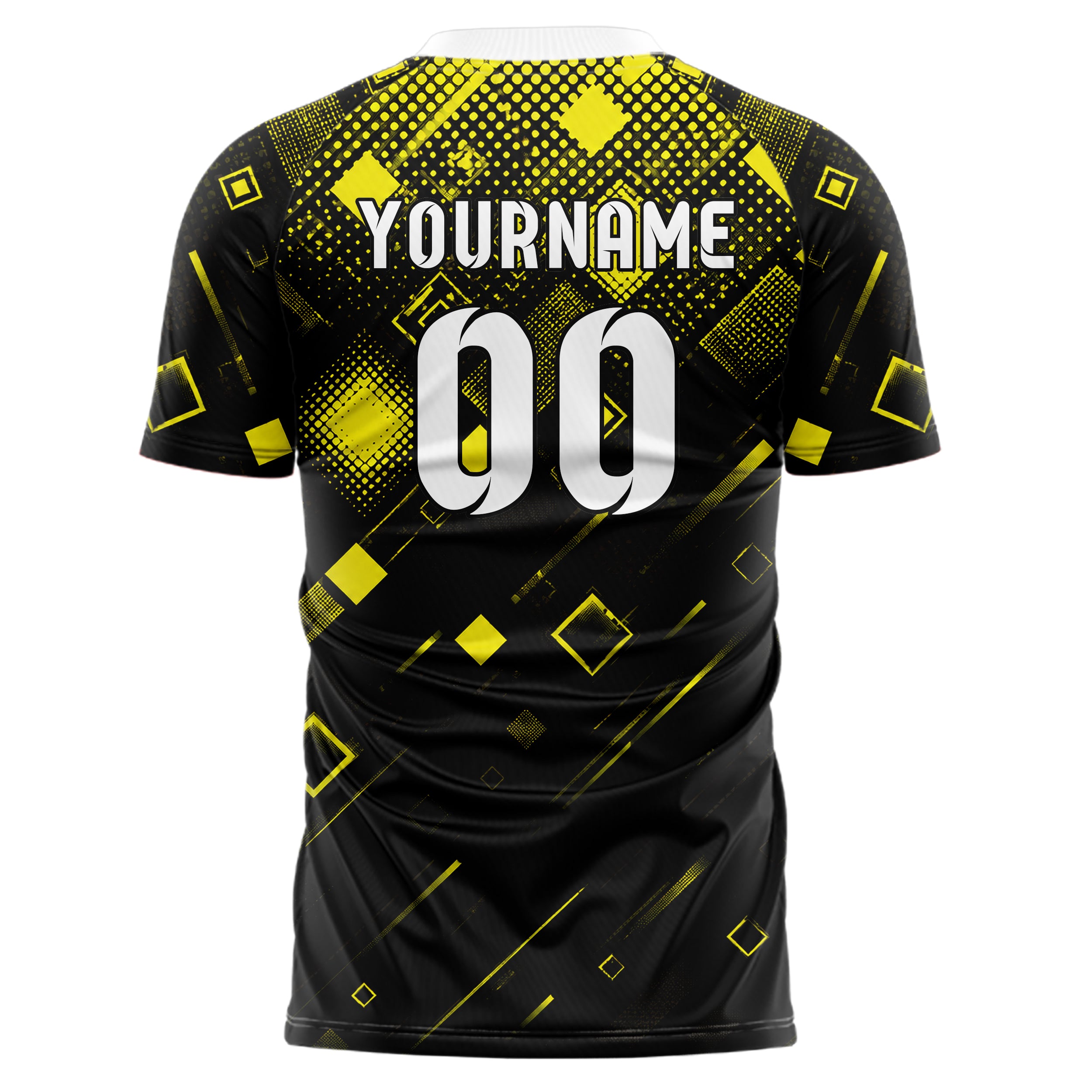 Schwarz neonfarbenes Rauten dichter Verlauf von oben Design 01-0472 individuelles Fußballtrikot back