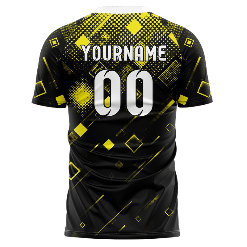 Schwarz neonfarbenes Rauten dichter Verlauf von oben Design 01-0472 individuelles Fußballtrikot back