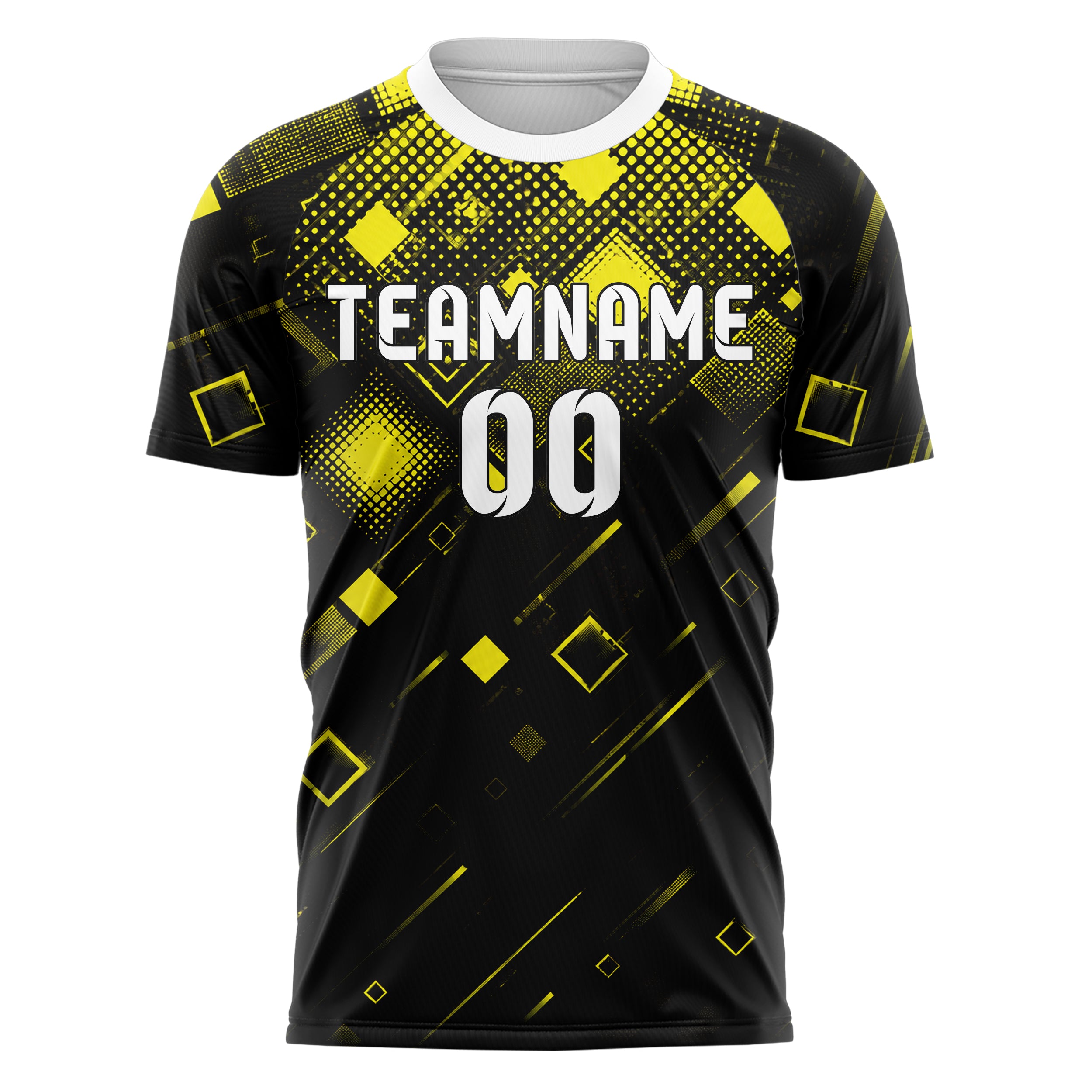 Schwarz neonfarbenes Rauten dichter Verlauf von oben Design 01-0472 individuelles Fußballtrikot front