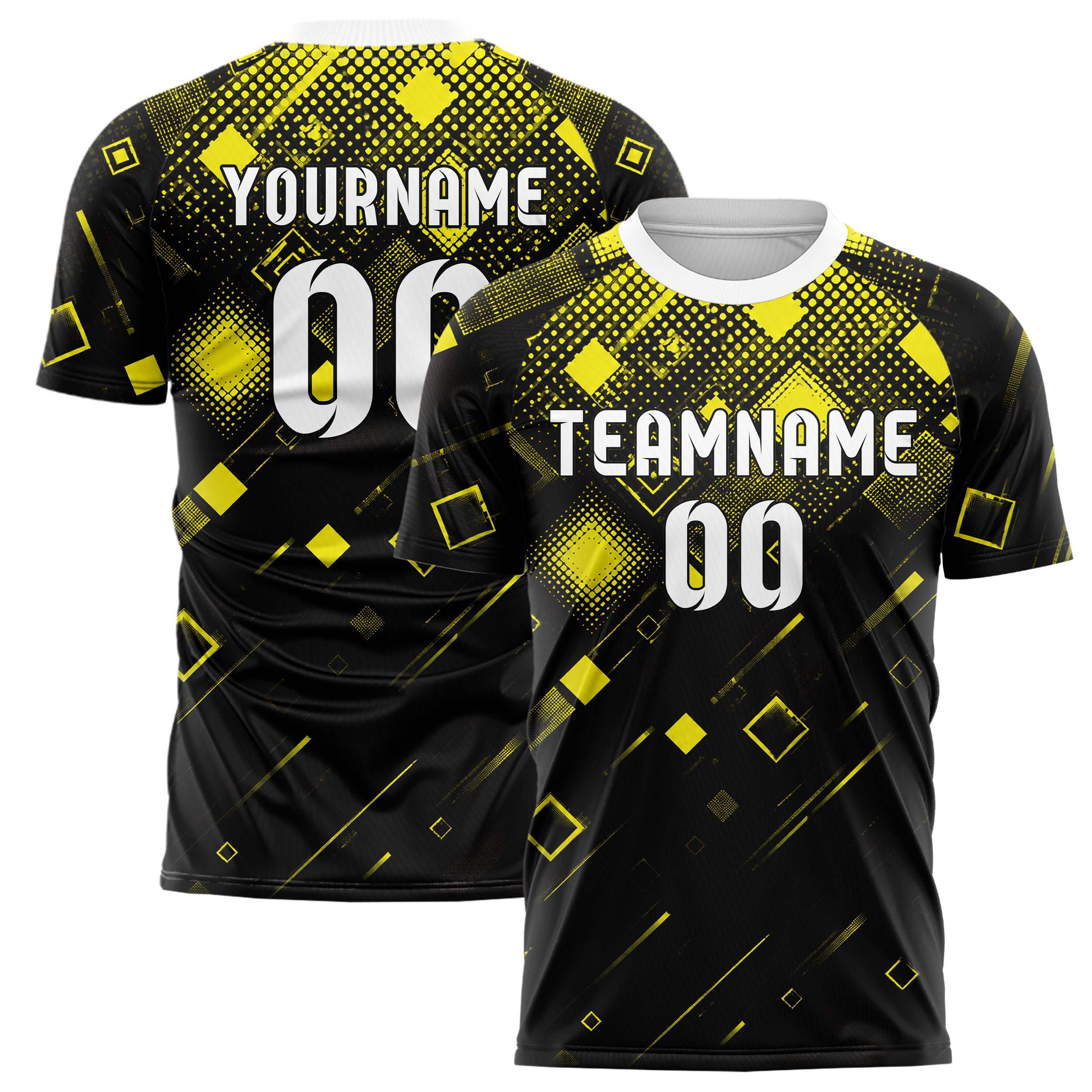 Schwarz neonfarbenes Rauten dichter Verlauf von oben Design 01-0472 individuelles Fußballtrikot main
