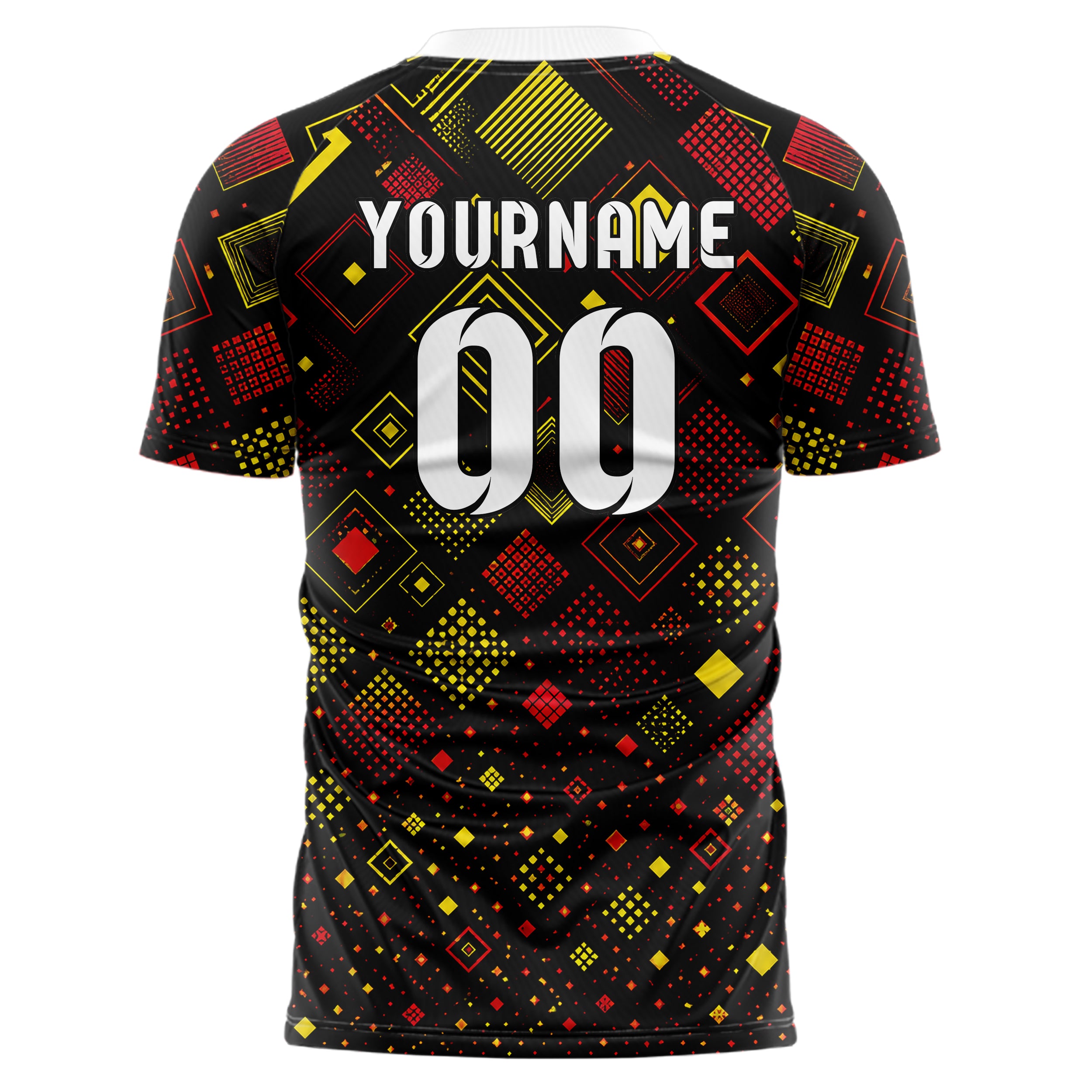 Schwarz lebendiges Rauten Square Grid Design 01-0101 individuelles Fußballtrikot back