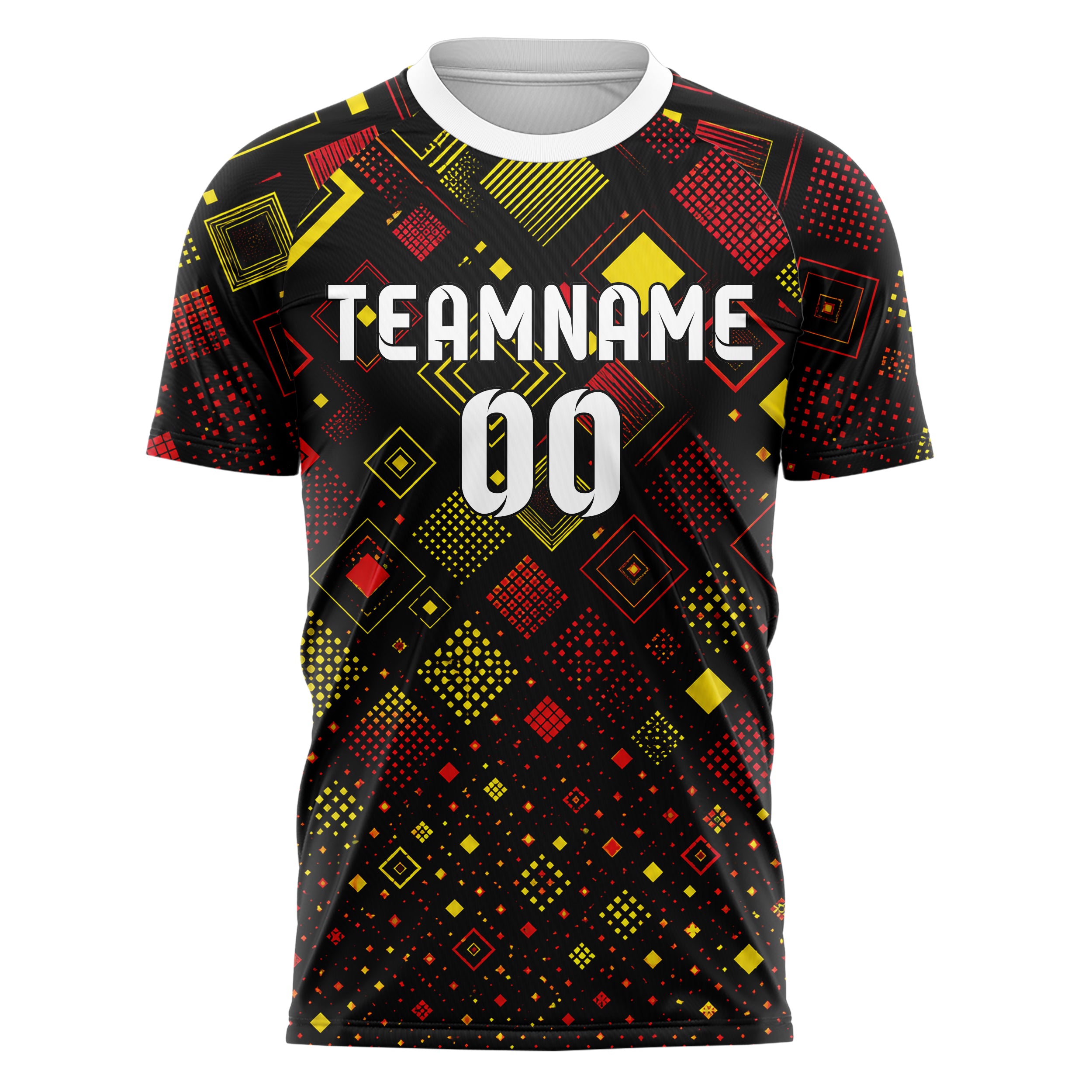Schwarz lebendiges Rauten Square Grid Design 01-0101 individuelles Fußballtrikot front