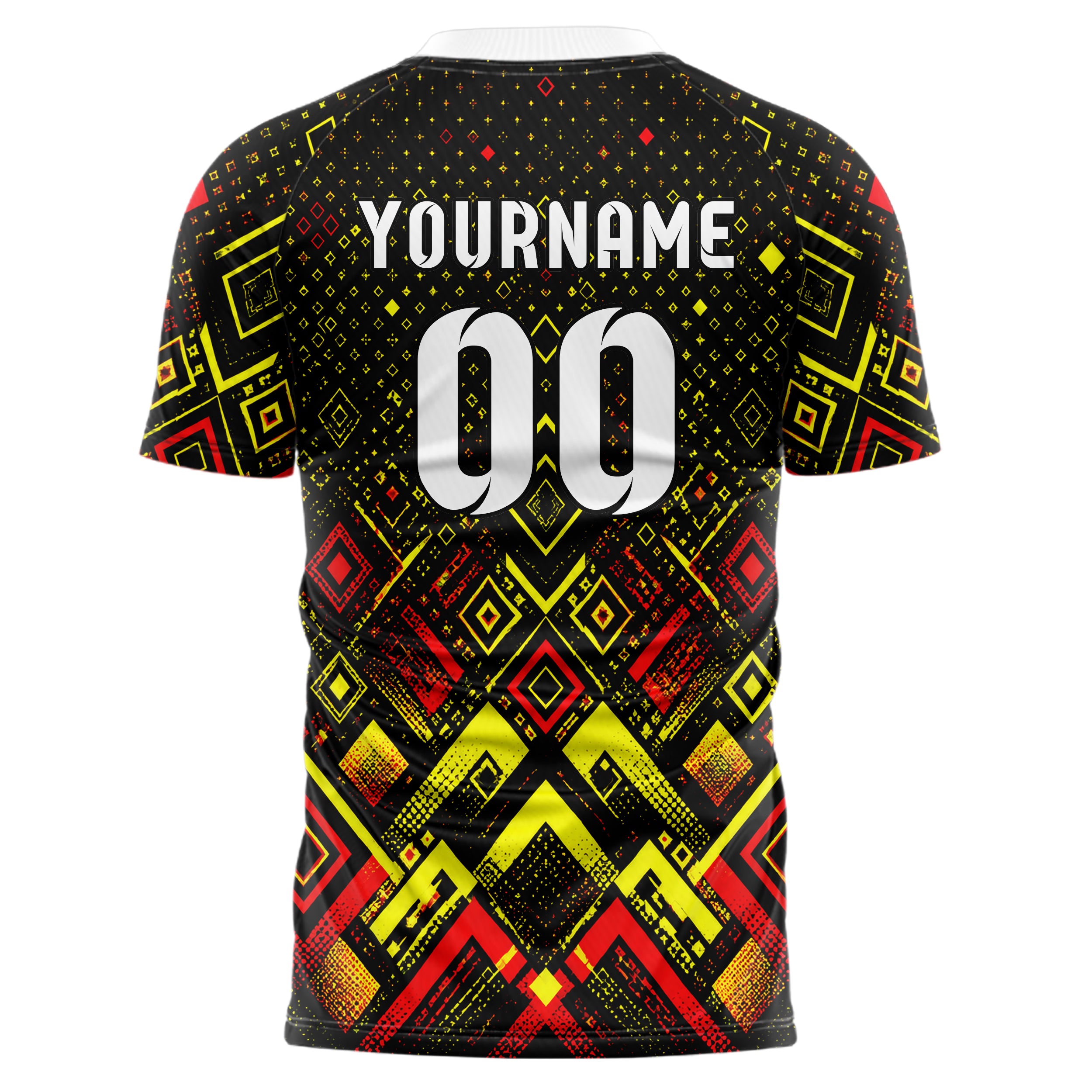 Schwarz lebendiges Rauten dichter Verlauf von unten Design 01-0191 individuelles Fußballtrikot back