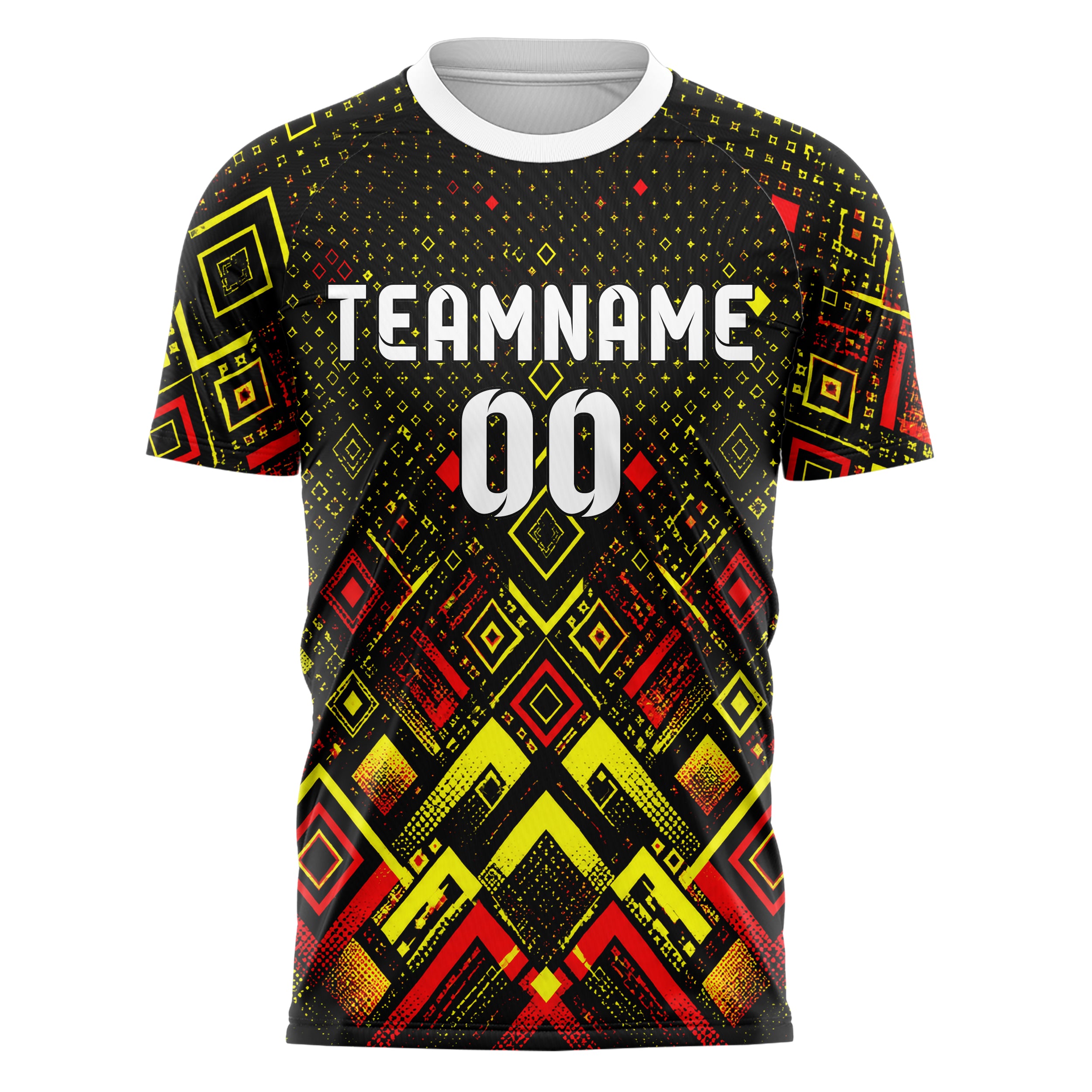 Schwarz lebendiges Rauten dichter Verlauf von unten Design 01-0191 individuelles Fußballtrikot front