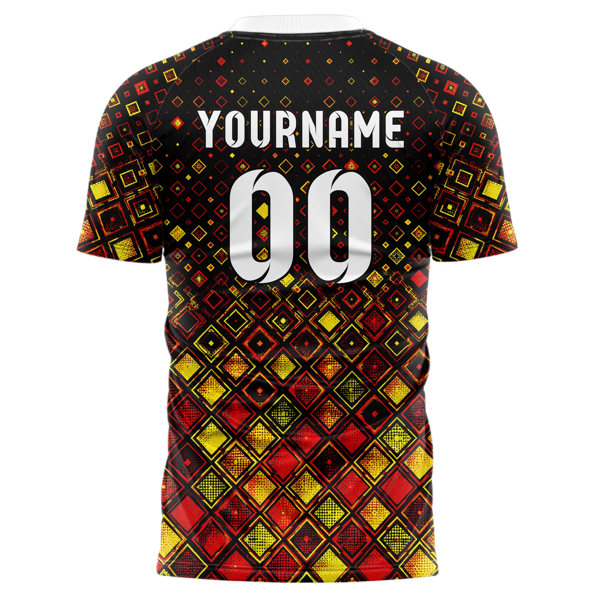 Schwarz lebendiges Rauten dichter Verlauf von unten Design 01-0311 individuelles Fußballtrikot back