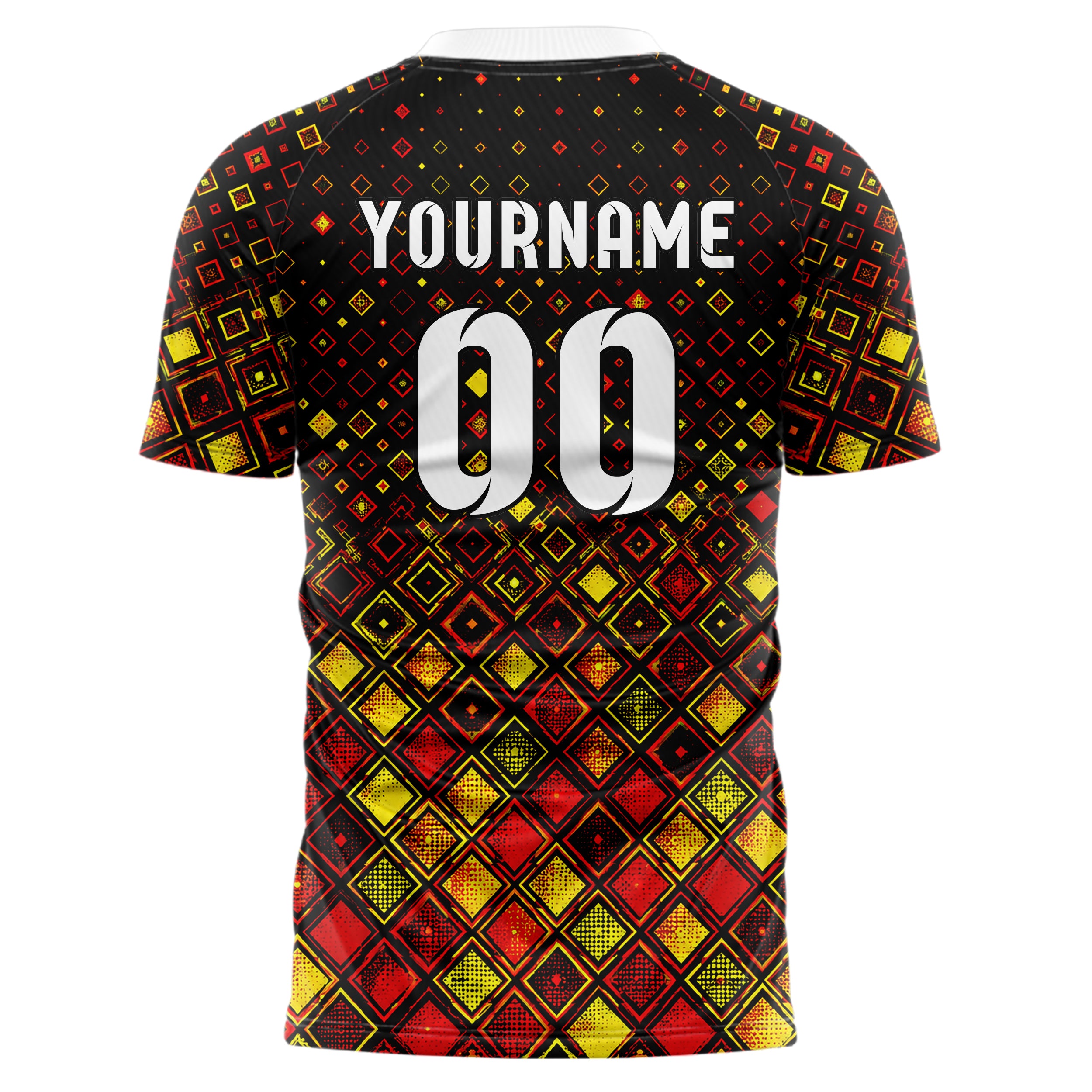 Schwarz lebendiges Rauten dichter Verlauf von unten Design 01-0311 individuelles Fußballtrikot back