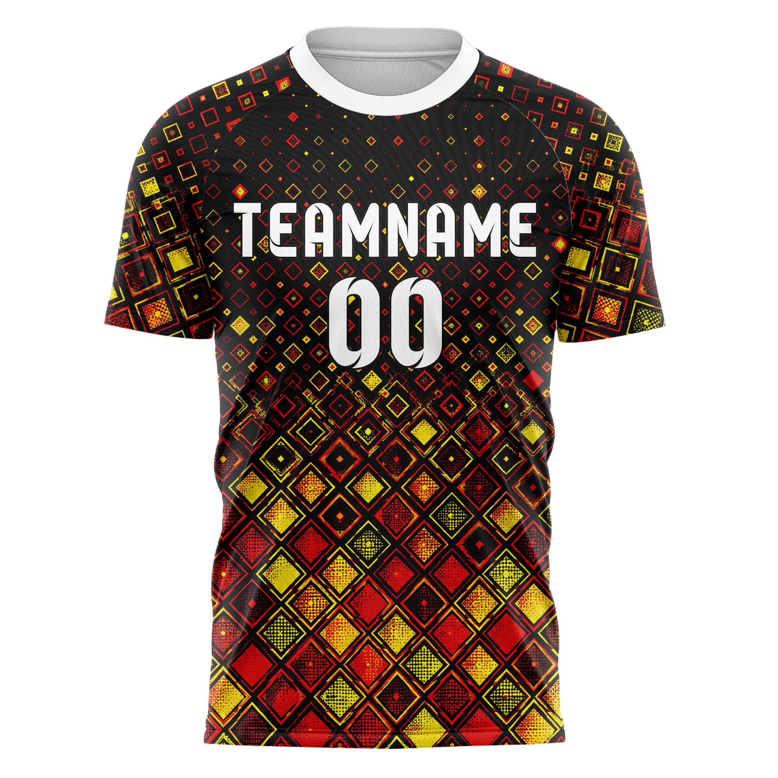 Schwarz lebendiges Rauten dichter Verlauf von unten Design 01-0311 individuelles Fußballtrikot front