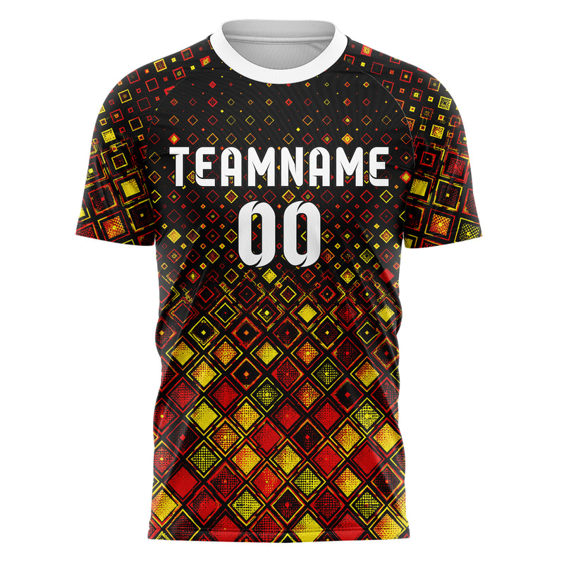 Schwarz lebendiges Rauten dichter Verlauf von unten Design 01-0311 individuelles Fußballtrikot front