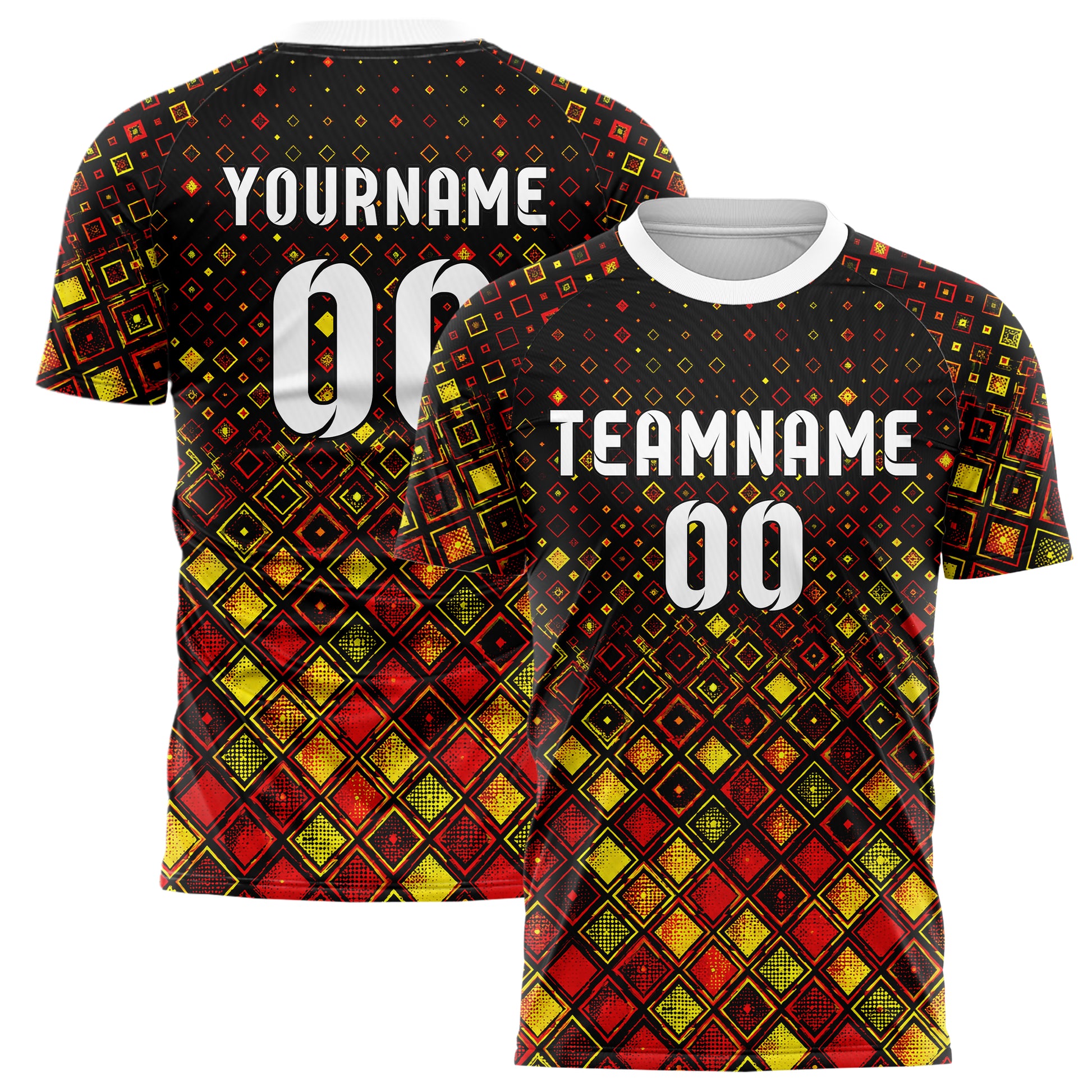 Schwarz lebendiges Rauten dichter Verlauf von unten Design 01-0311 individuelles Fußballtrikot main