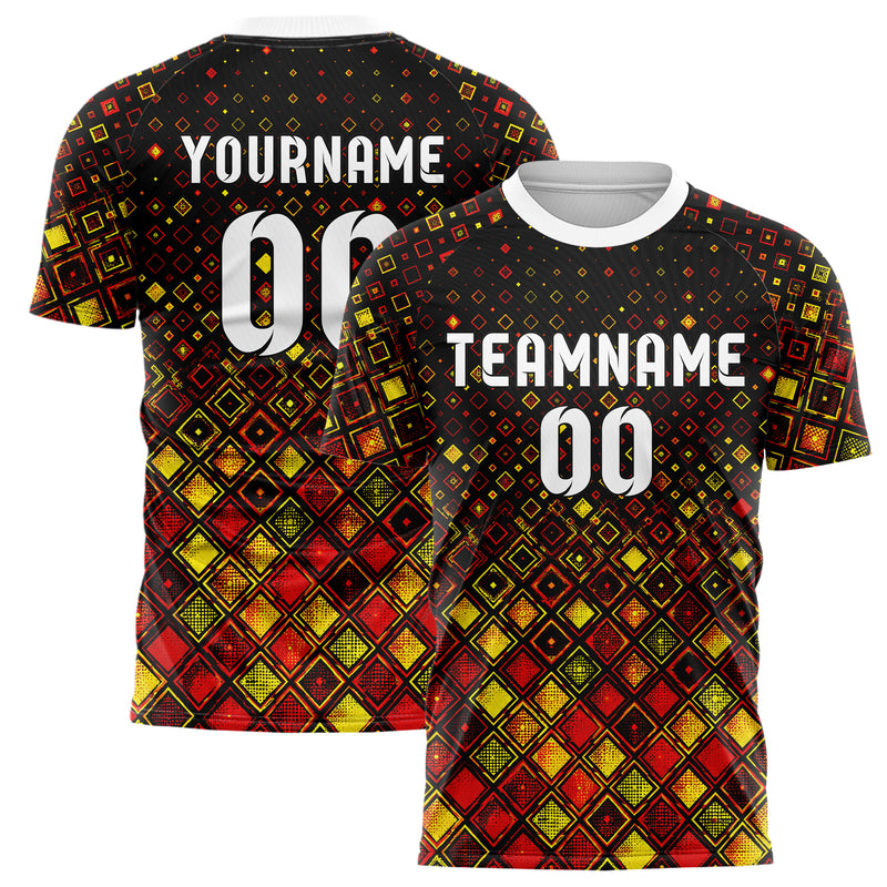 Schwarz lebendiges Rauten dichter Verlauf von unten Design 01-0311 individuelles Fußballtrikot main