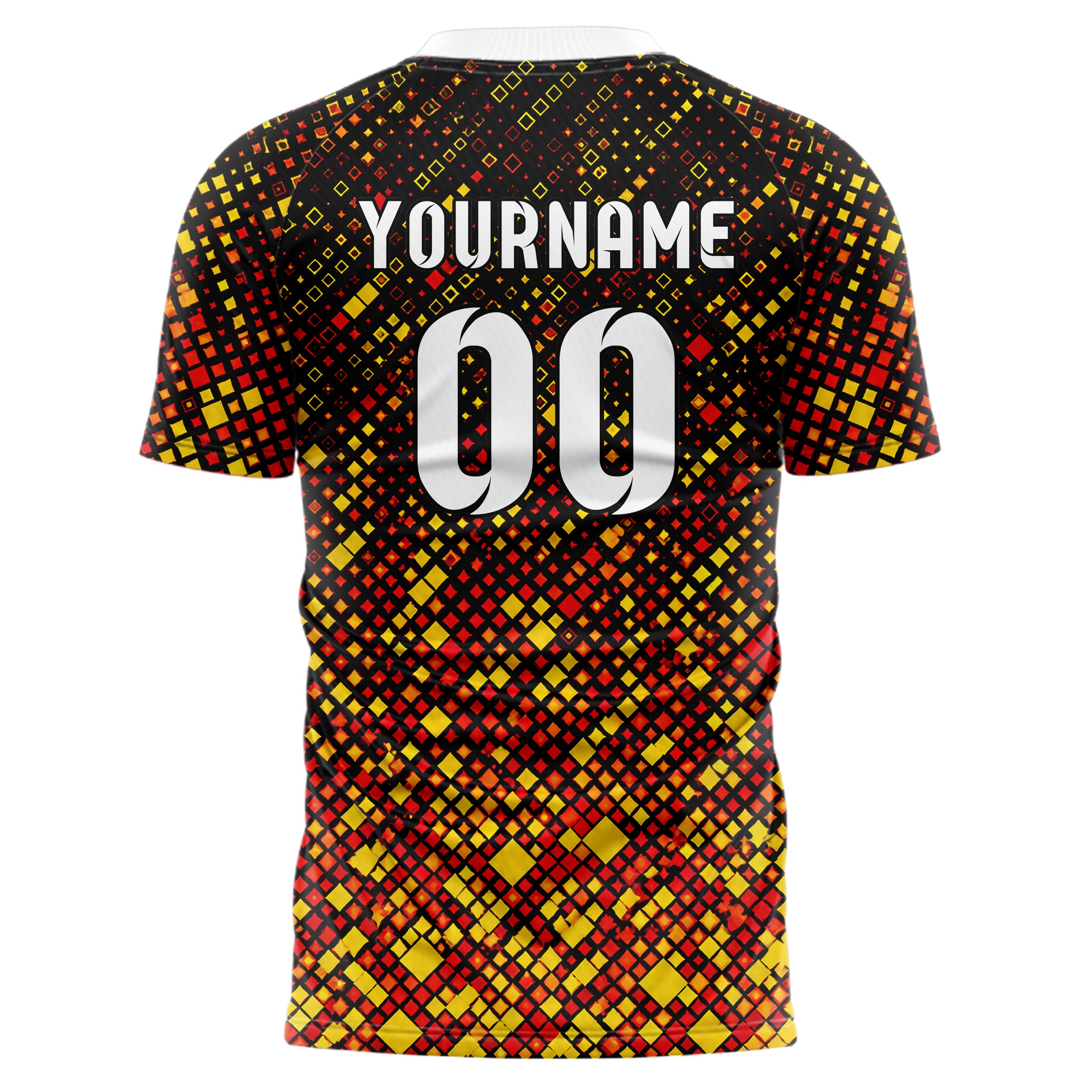 Schwarz lebendiges Rauten dichter Verlauf von unten Design 01-0383 individuelles Fußballtrikot back