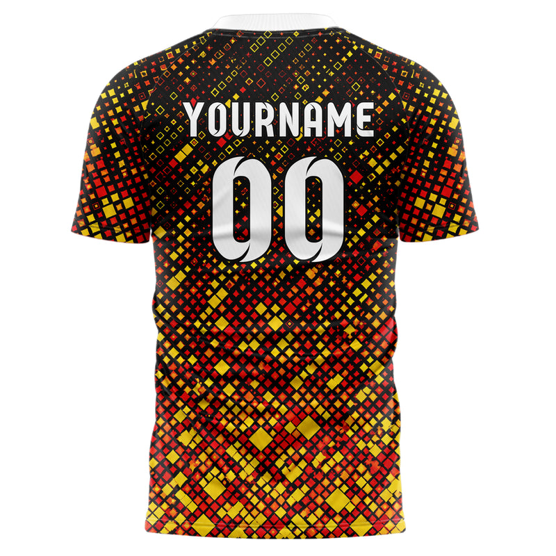 Schwarz lebendiges Rauten dichter Verlauf von unten Design 01-0383 individuelles Fußballtrikot back