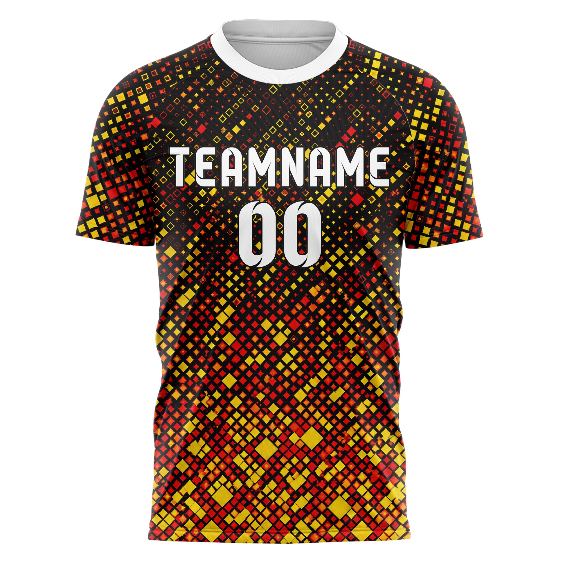 Schwarz lebendiges Rauten dichter Verlauf von unten Design 01-0383 individuelles Fußballtrikot front