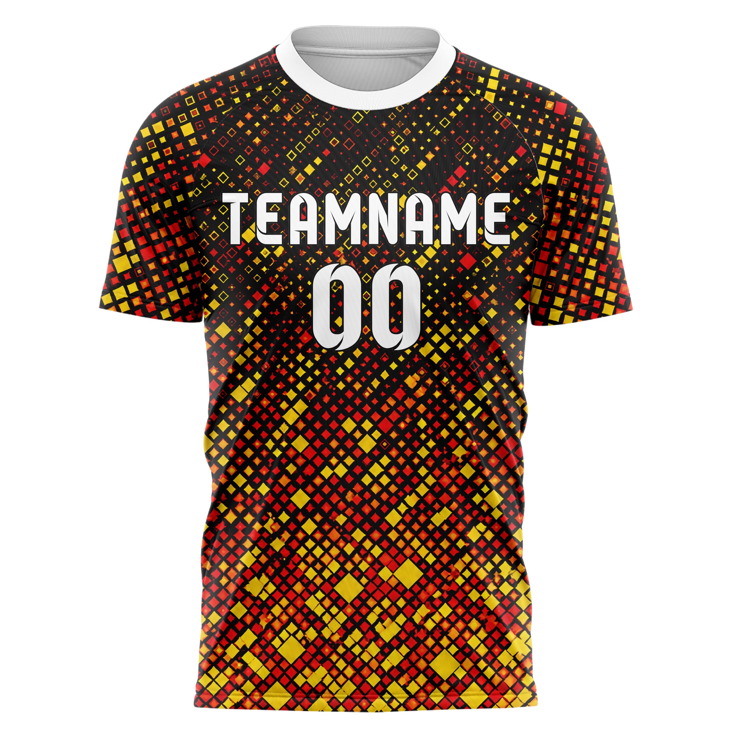 Schwarz lebendiges Rauten dichter Verlauf von unten Design 01-0383 individuelles Fußballtrikot front