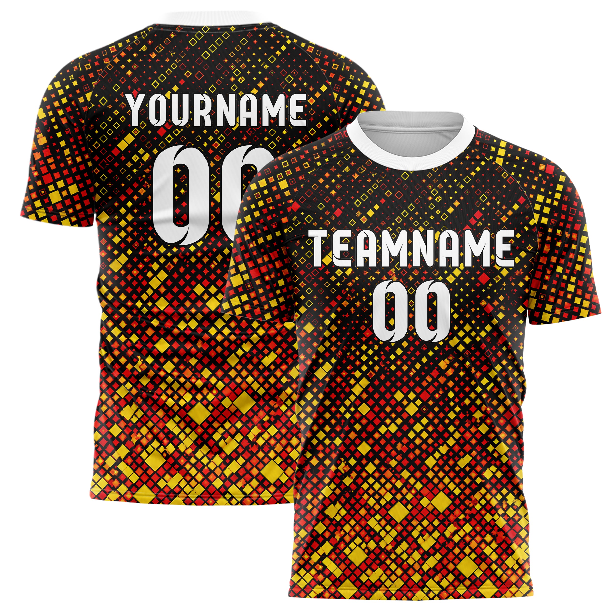 Schwarz lebendiges Rauten dichter Verlauf von unten Design 01-0383 individuelles Fußballtrikot main