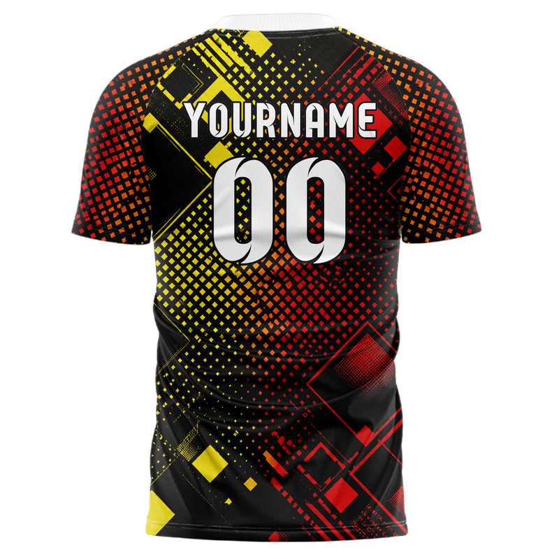 Schwarz lebendiges Rauten radialer Center Fade Design 01-0329 individuelles Fußballtrikot back