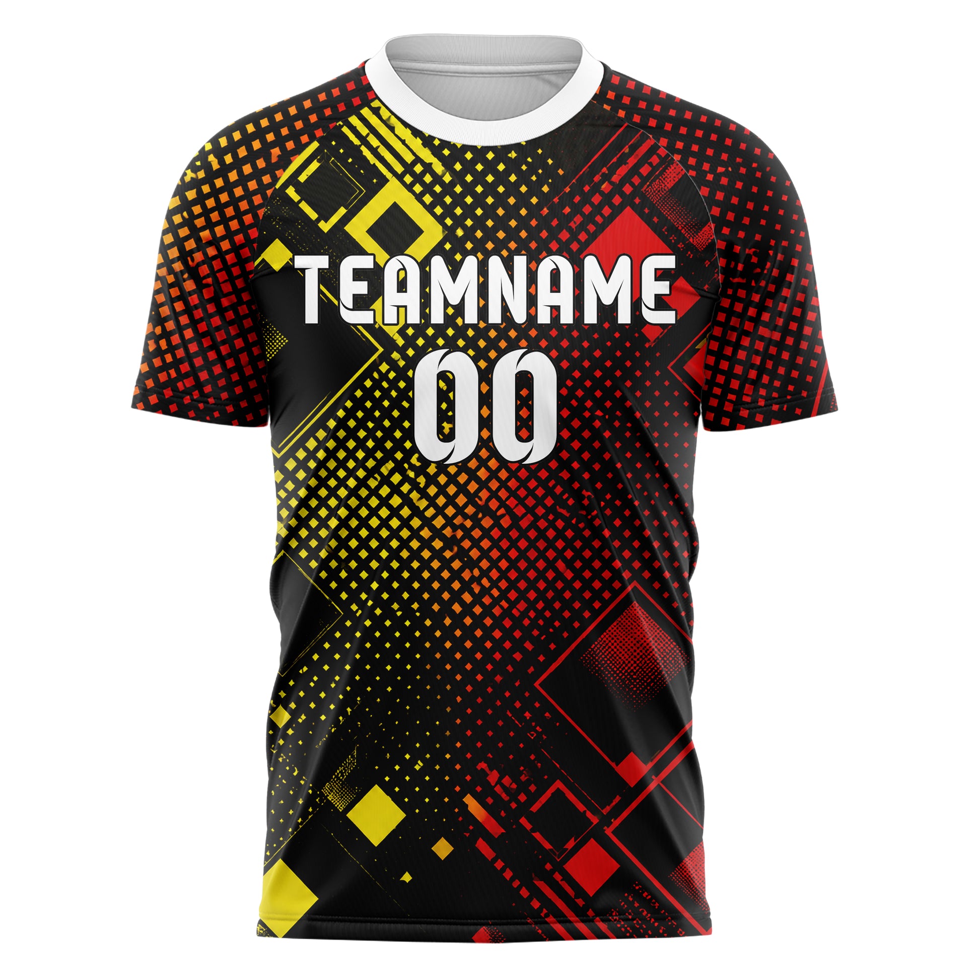 Schwarz lebendiges Rauten radialer Center Fade Design 01-0329 individuelles Fußballtrikot front