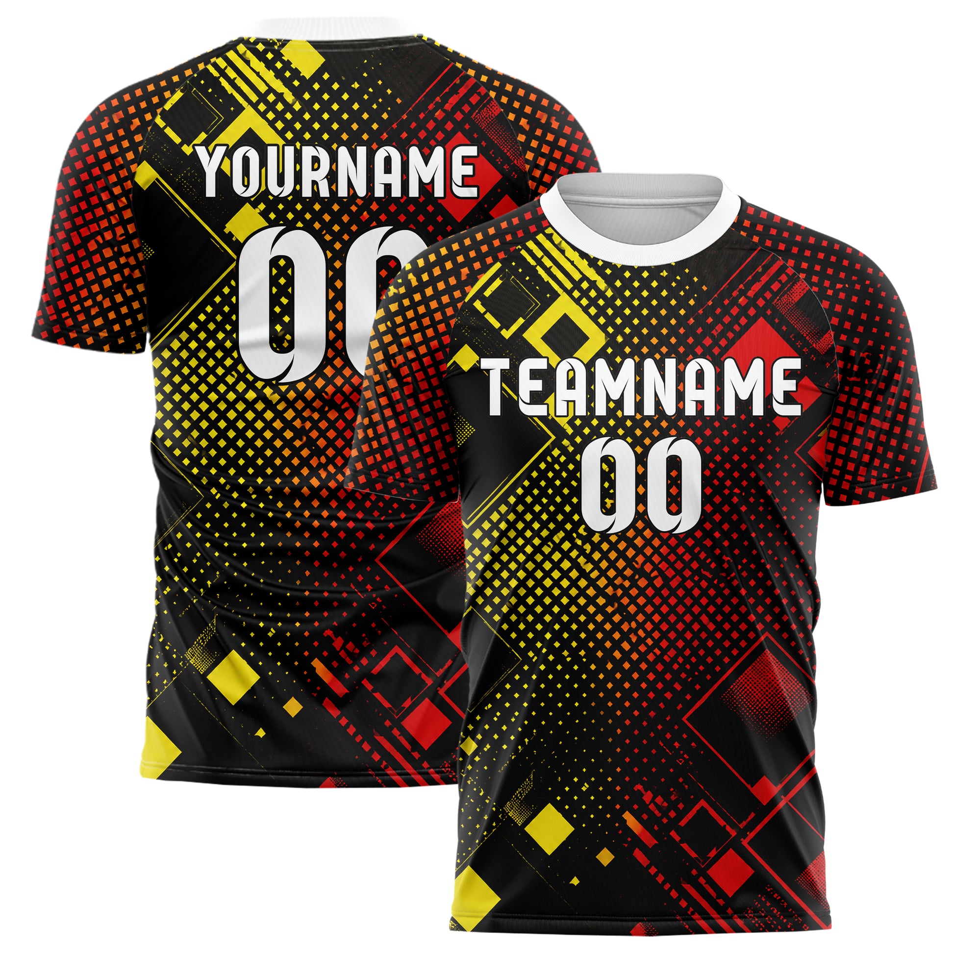 Schwarz lebendiges Rauten radialer Center Fade Design 01-0329 individuelles Fußballtrikot main