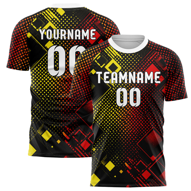 Schwarz lebendiges Rauten radialer Center Fade Design 01-0329 individuelles Fußballtrikot main