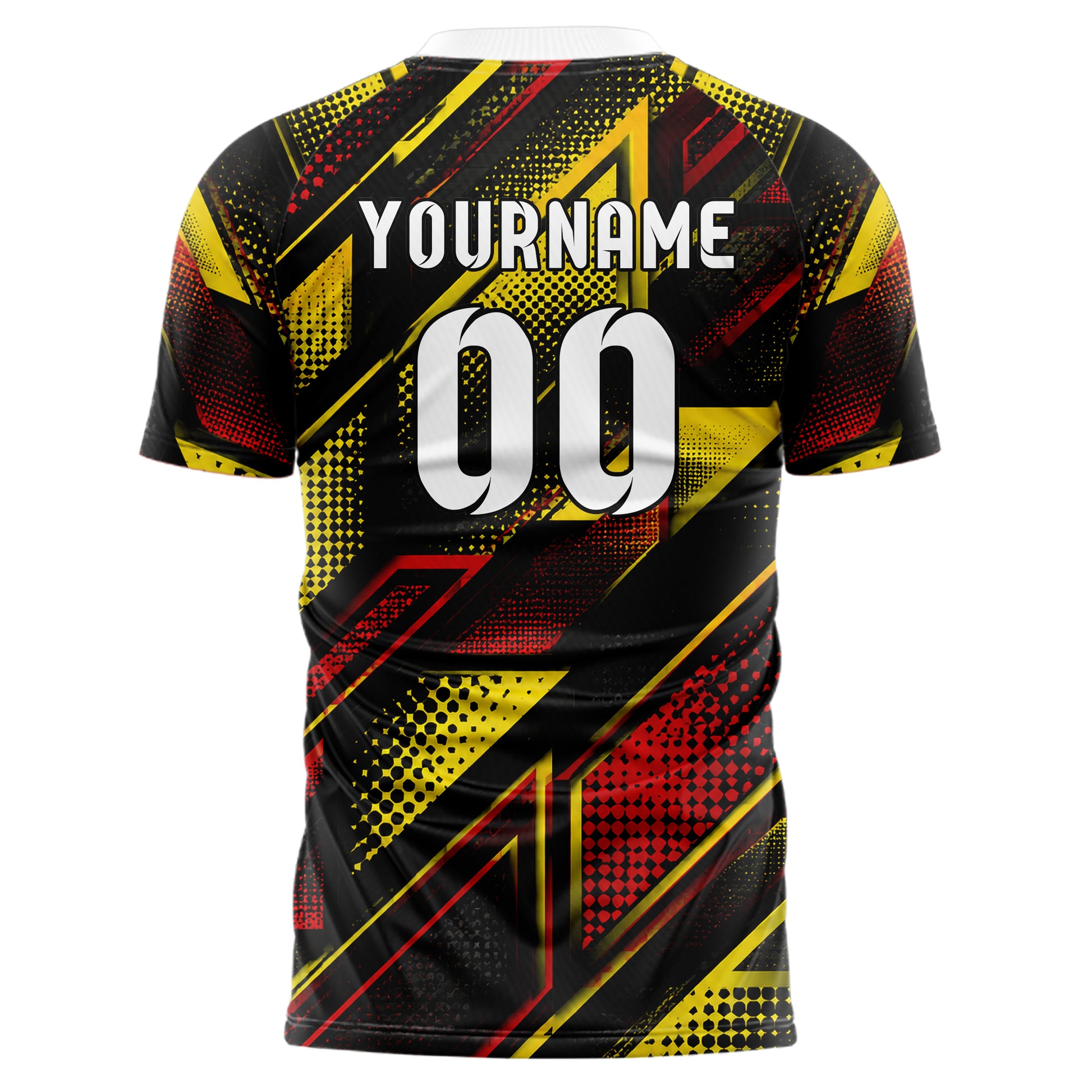 Schwarz lebendiges Rauten Layered 3D Rhombus Design 01-0419 individuelles Fußballtrikot back