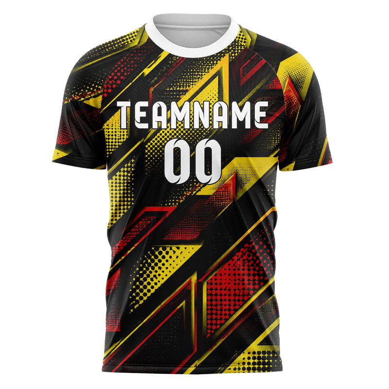 Schwarz lebendiges Rauten Layered 3D Rhombus Design 01-0419 individuelles Fußballtrikot front