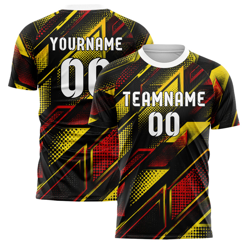 Schwarz lebendiges Rauten Layered 3D Rhombus Design 01-0419 individuelles Fußballtrikot main