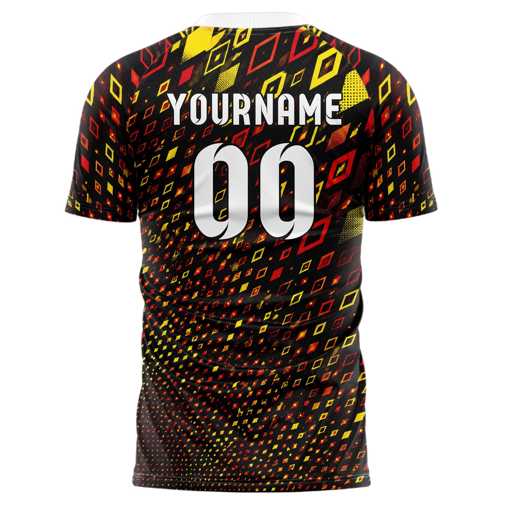 Schwarz lebendiges Rauten Micro to Macro Gradient Design 01-0236 individuelles Fußballtrikot back