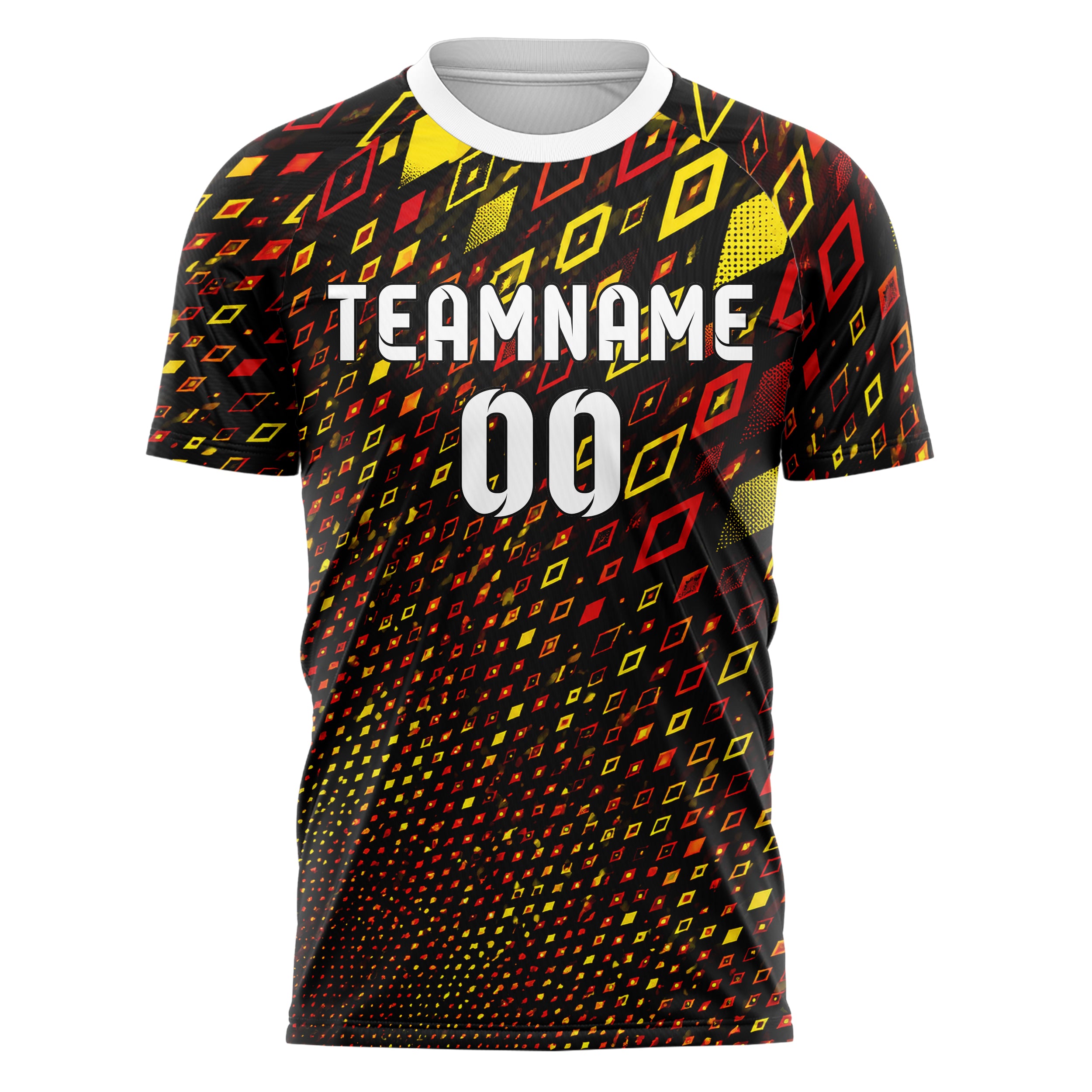 Schwarz lebendiges Rauten Micro to Macro Gradient Design 01-0236 individuelles Fußballtrikot front