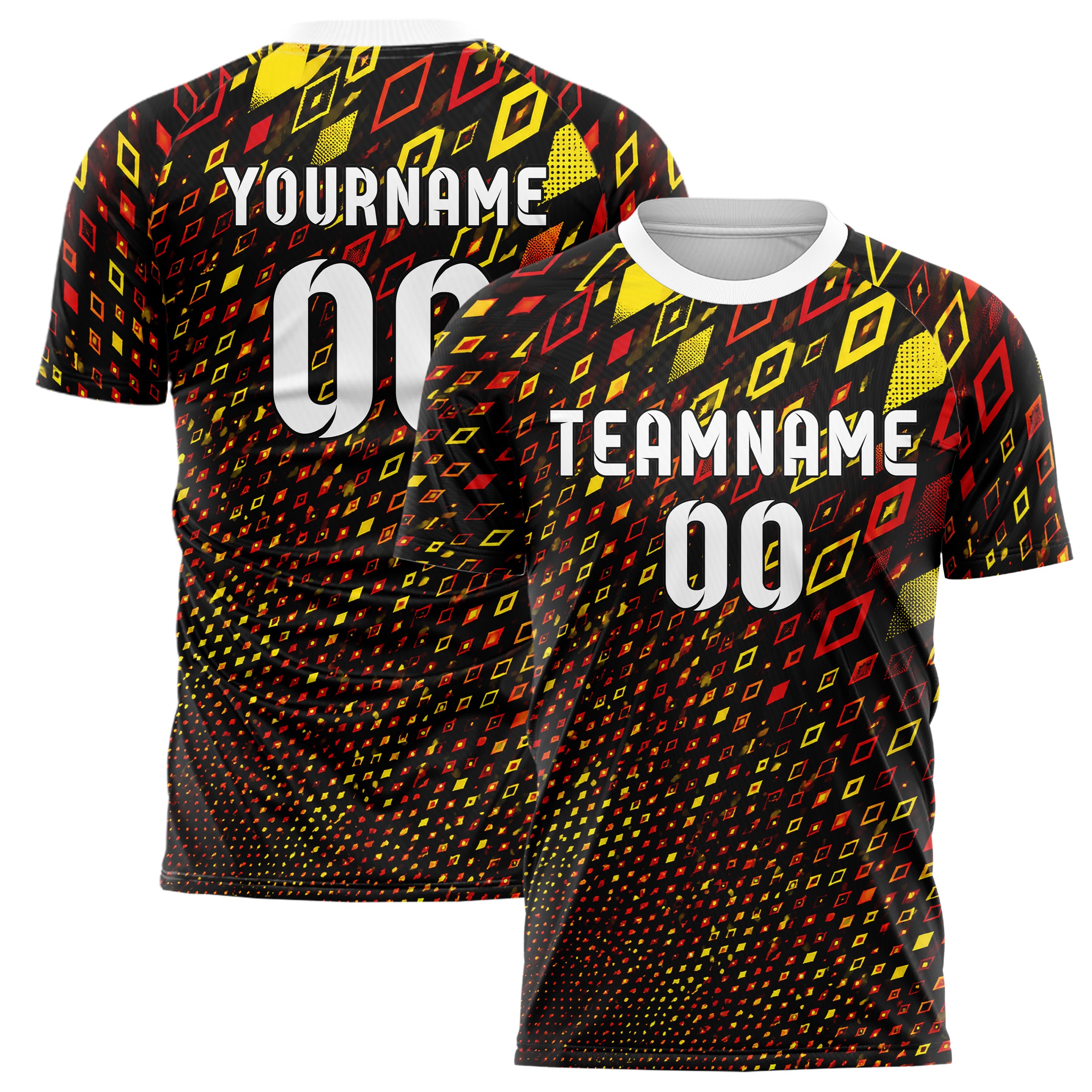 Schwarz lebendiges Rauten Micro to Macro Gradient Design 01-0236 individuelles Fußballtrikot main