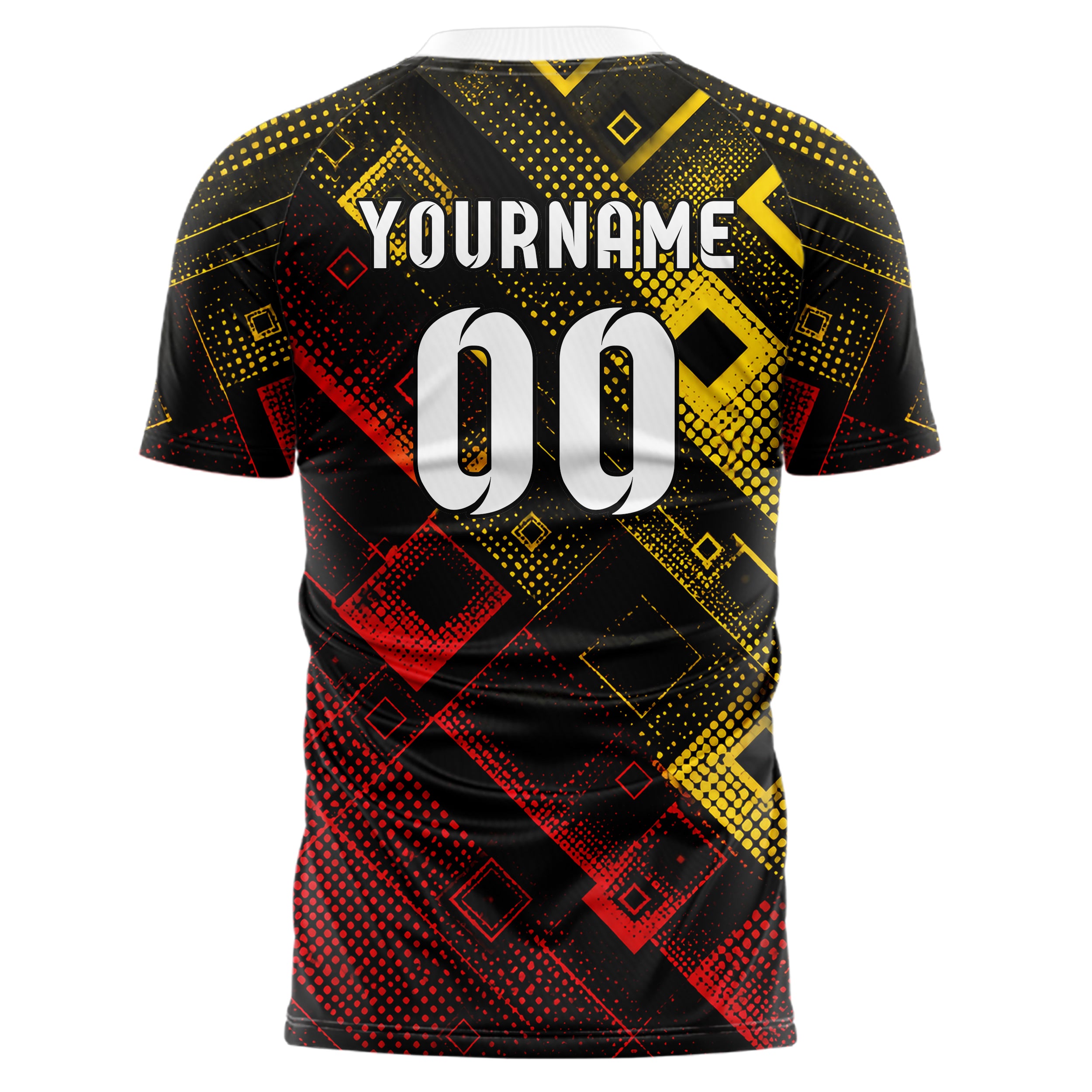Schwarz lebendiges Rauten Micro to Macro Gradient Design 01-0356 individuelles Fußballtrikot back