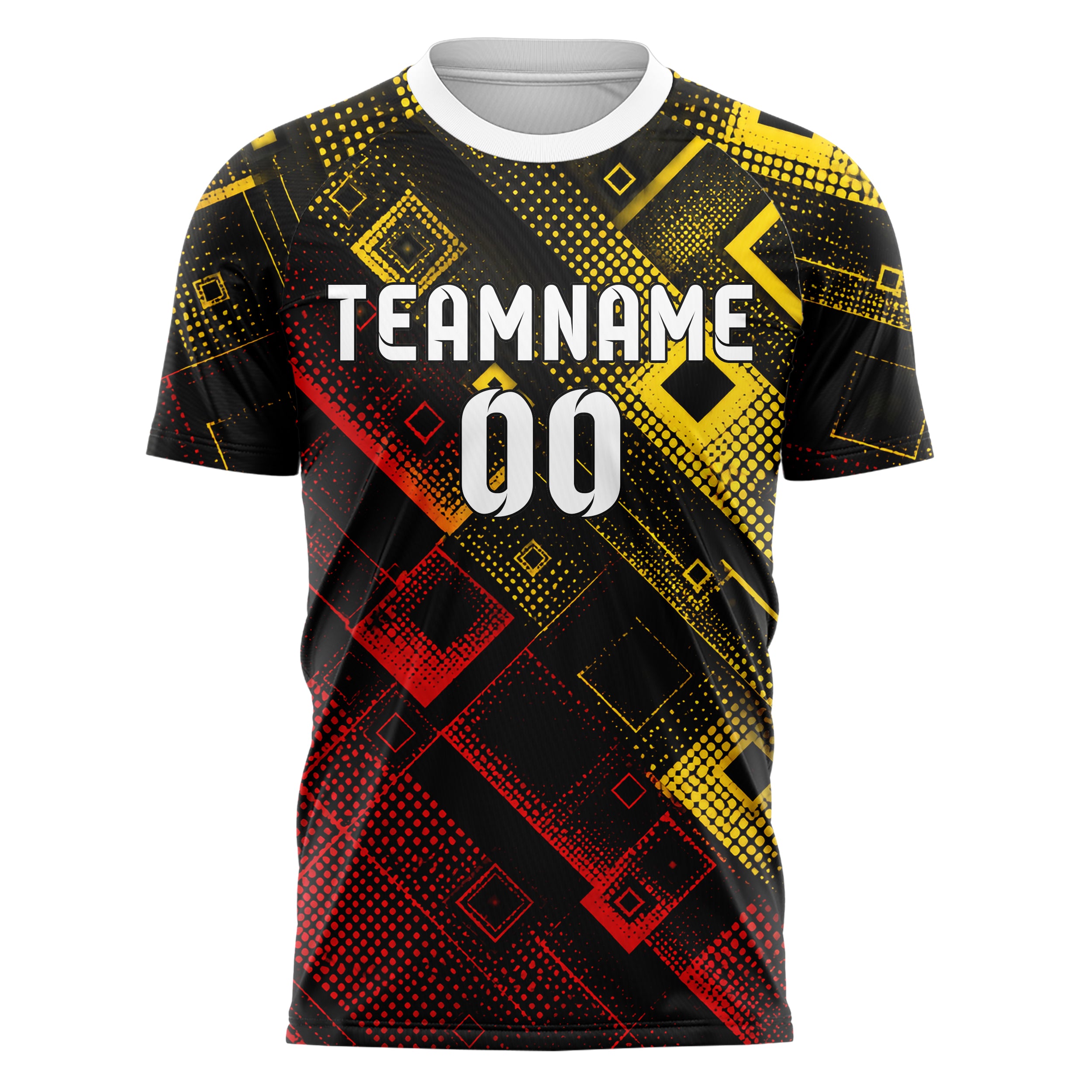 Schwarz lebendiges Rauten Micro to Macro Gradient Design 01-0356 individuelles Fußballtrikot front