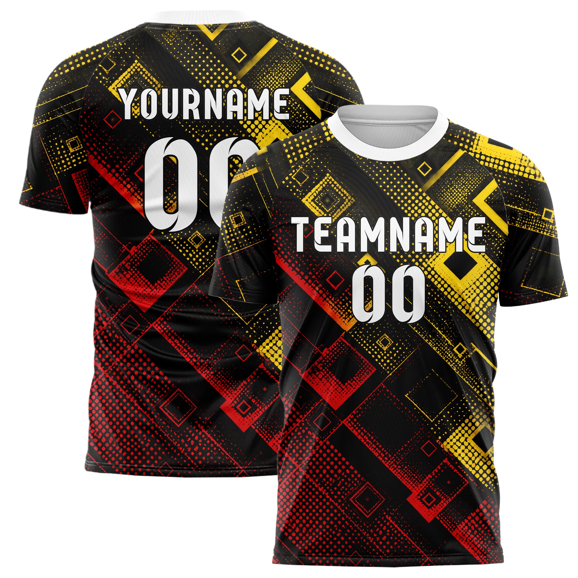 Schwarz lebendiges Rauten Micro to Macro Gradient Design 01-0356 individuelles Fußballtrikot main